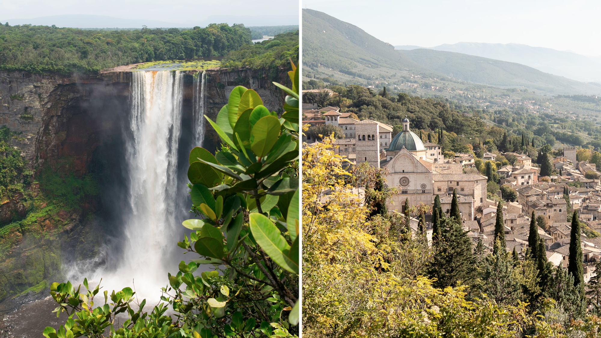 Guyana's natural wonders are exceptional; Assisi's cobbled streets are beautiful in the autumn.