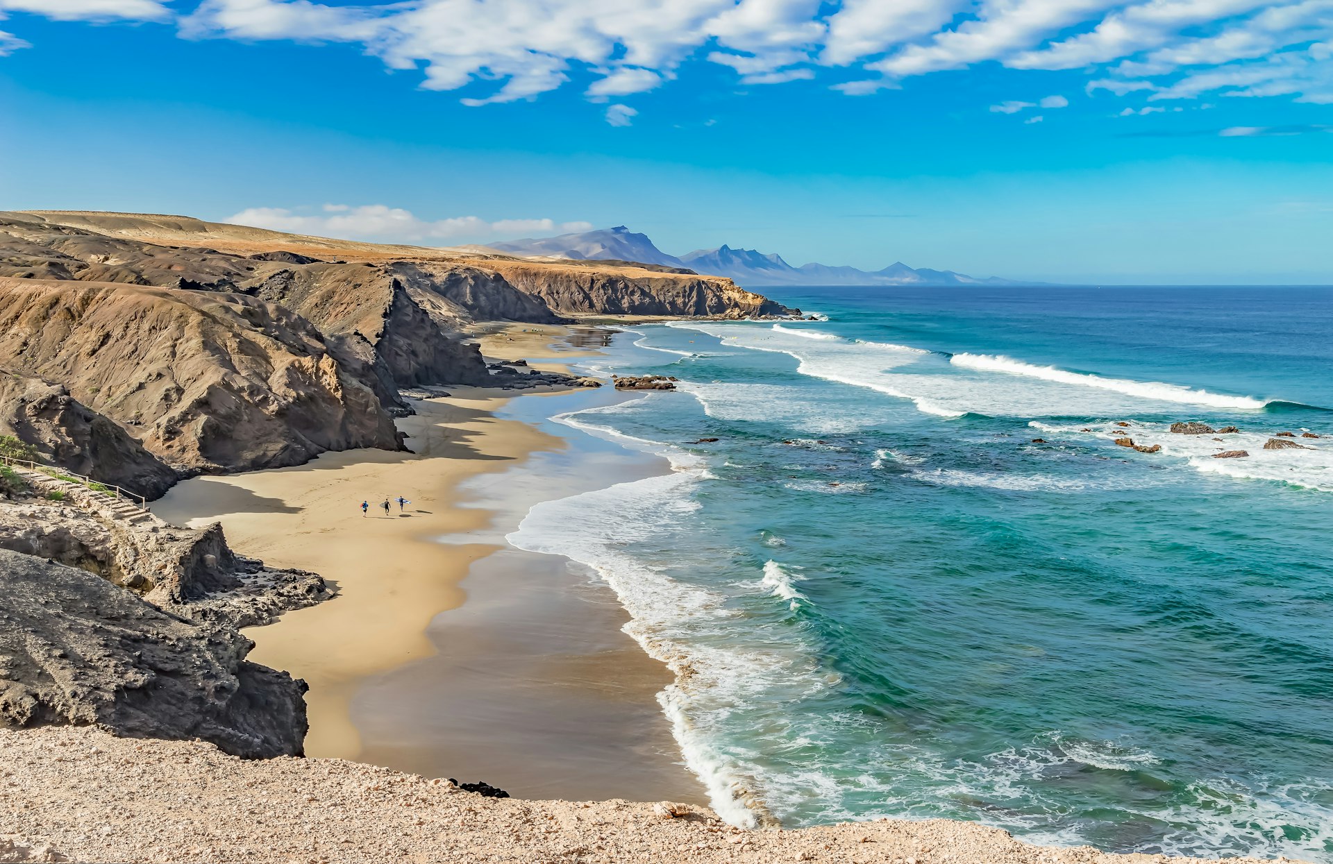 An aerial view of Playa del Viejo Rey, Fuerteventura, Canary Islands, Spain