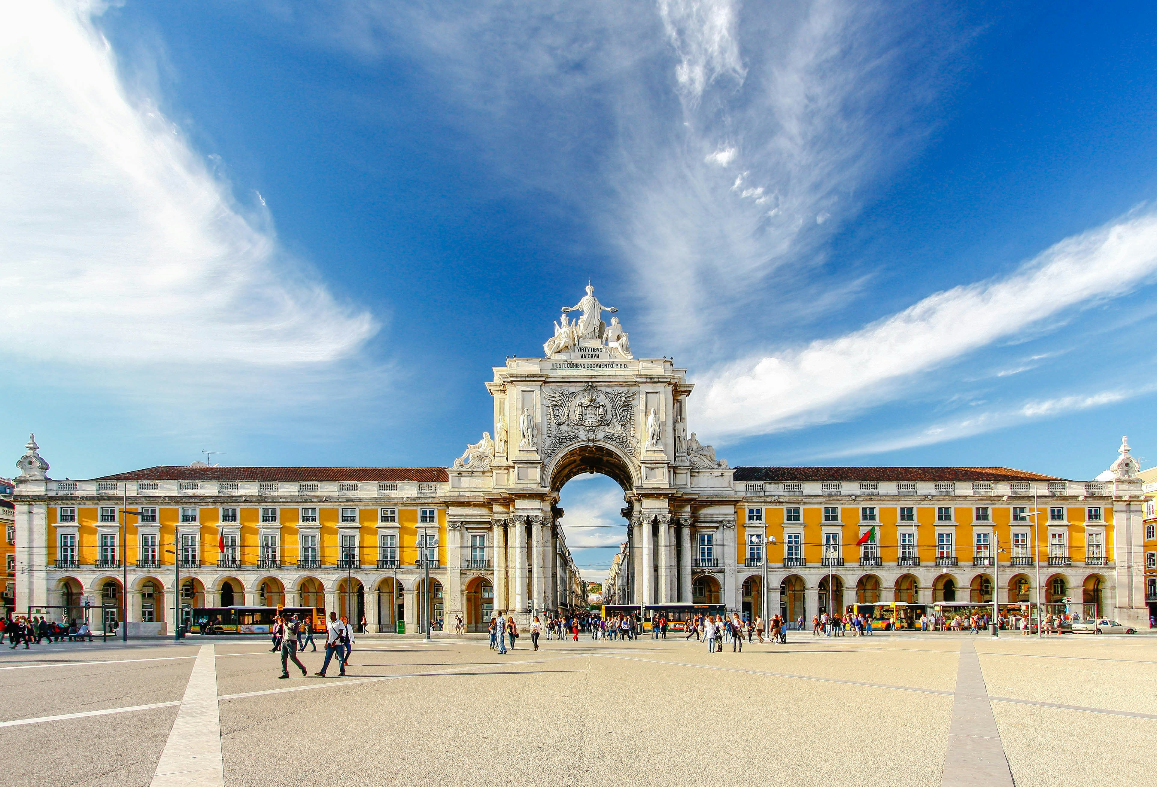 Famous arch at the Praca do Comercio, Lisbon, Portugal