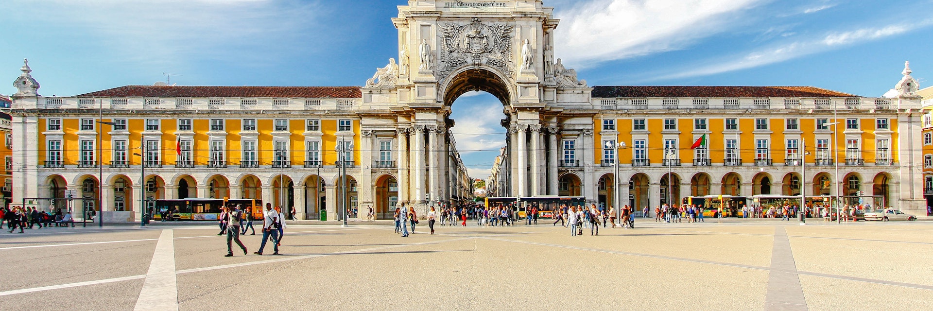 Famous arch at the Praca do Comercio, Lisbon, Portugal