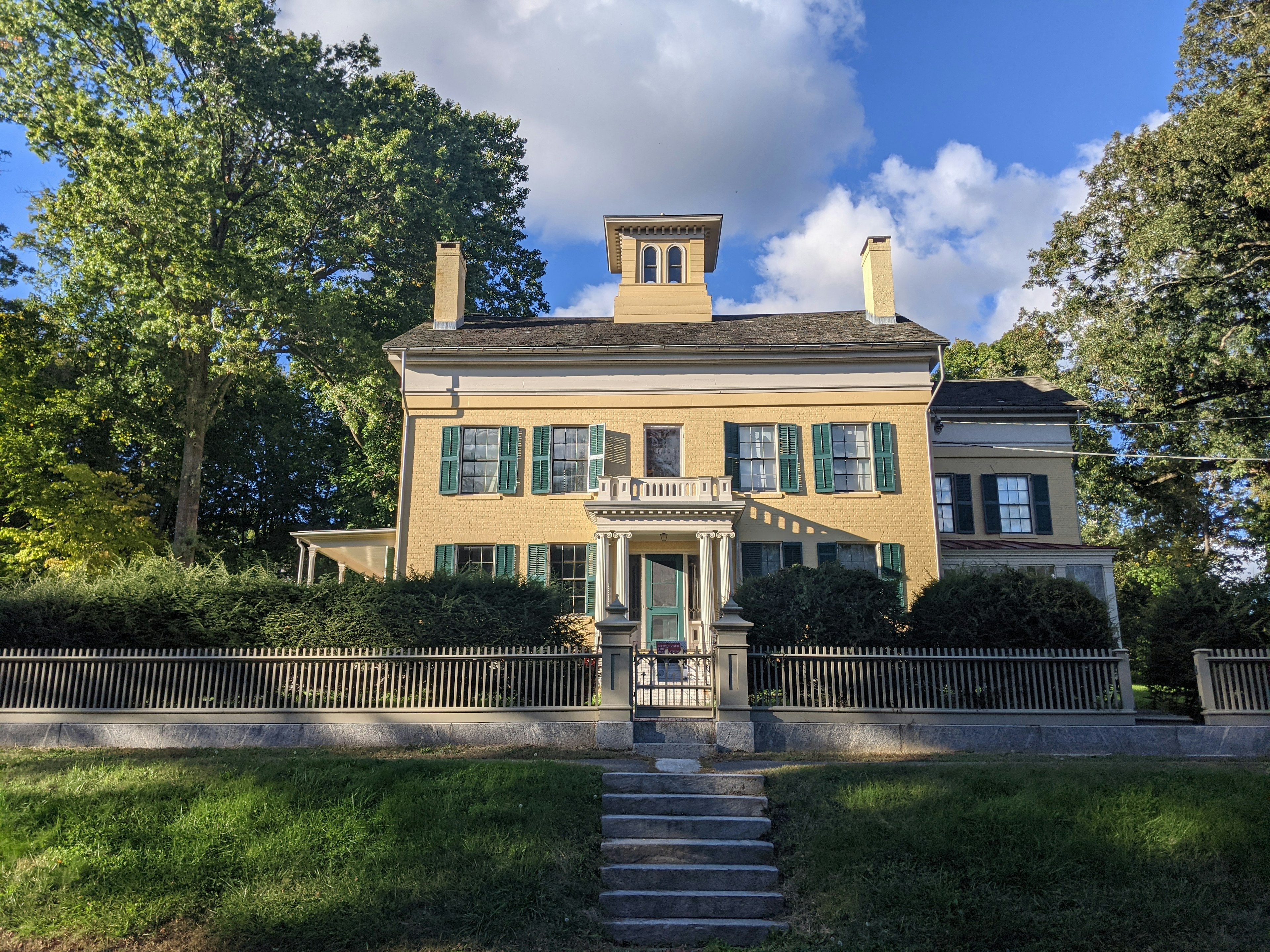 The exterior of a Victorian home lived in by Emily Dickinson.