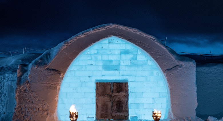 The exterior of this year's Icehotel 