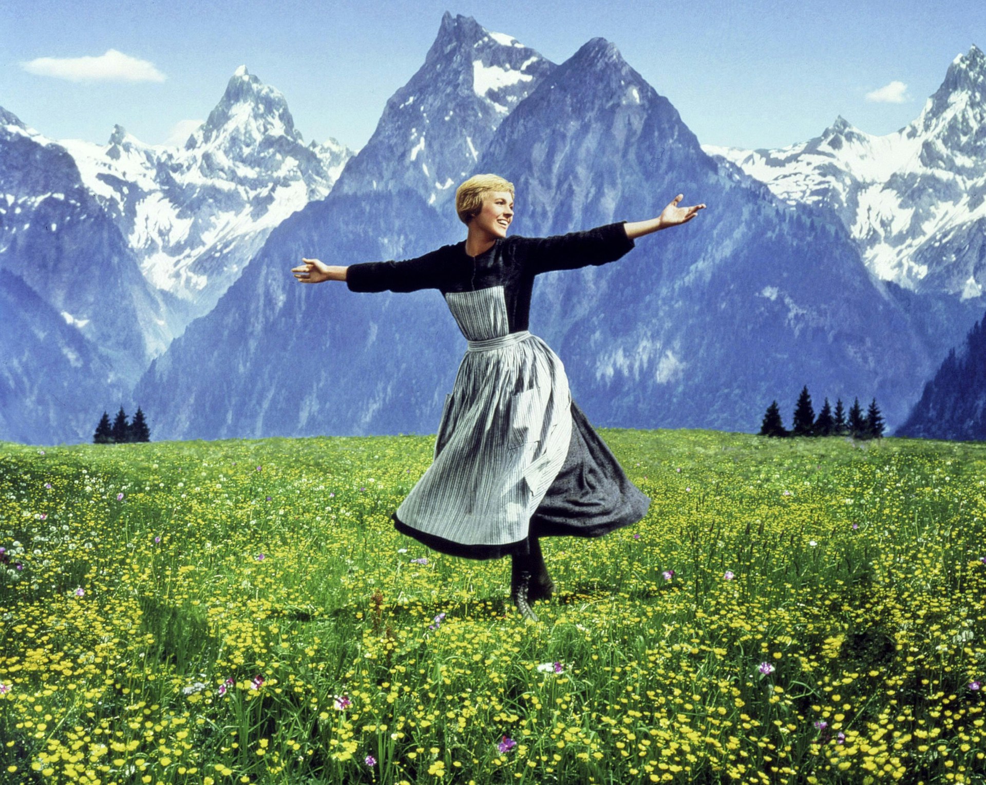 Julie Andrews in a scene filmed in the Austrian Alps in “The Sound of Music” (1965)