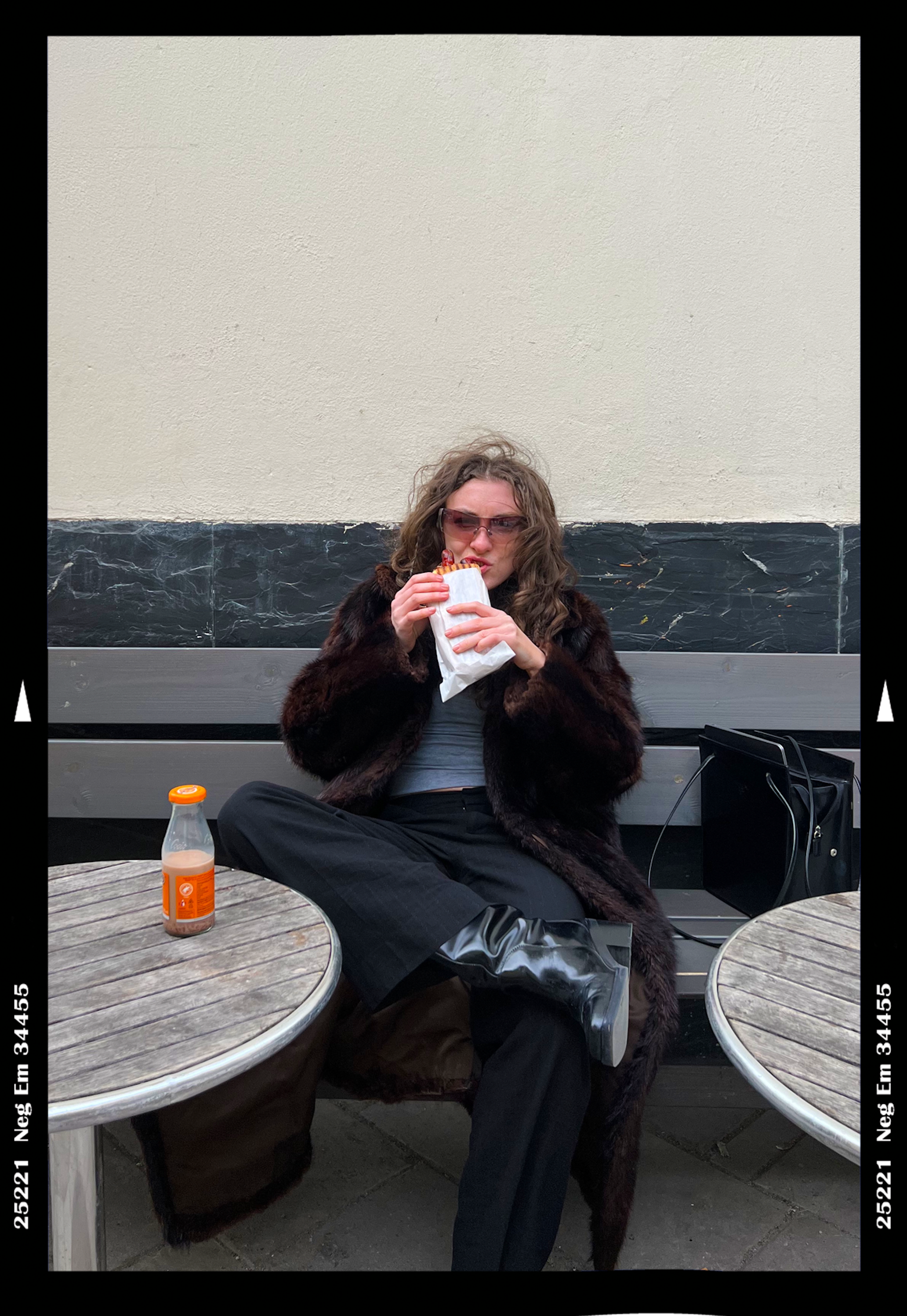The author eating a hotdog in Stockholm