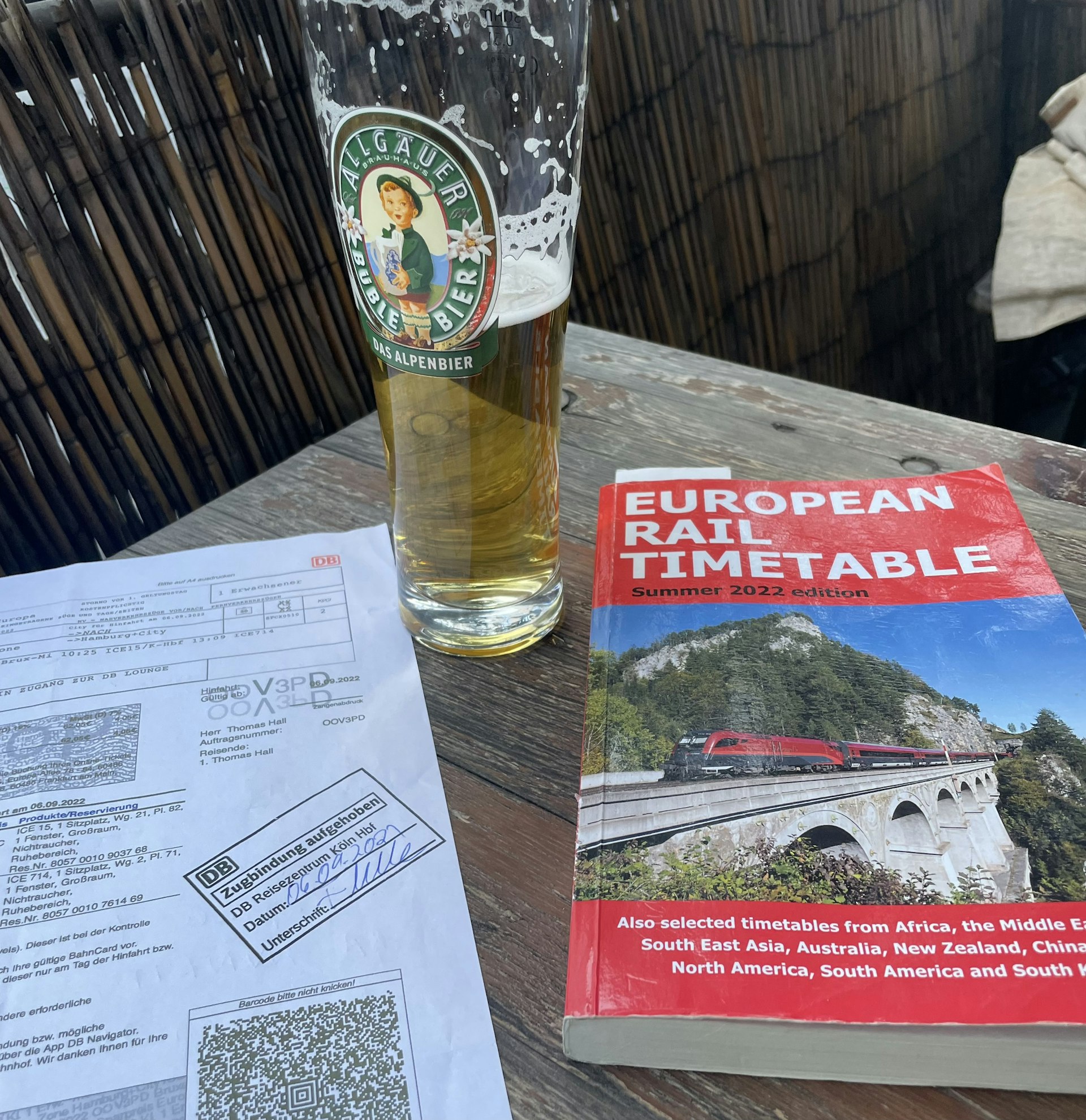 Reading up over a beer in Altona, Hamburg, Germany