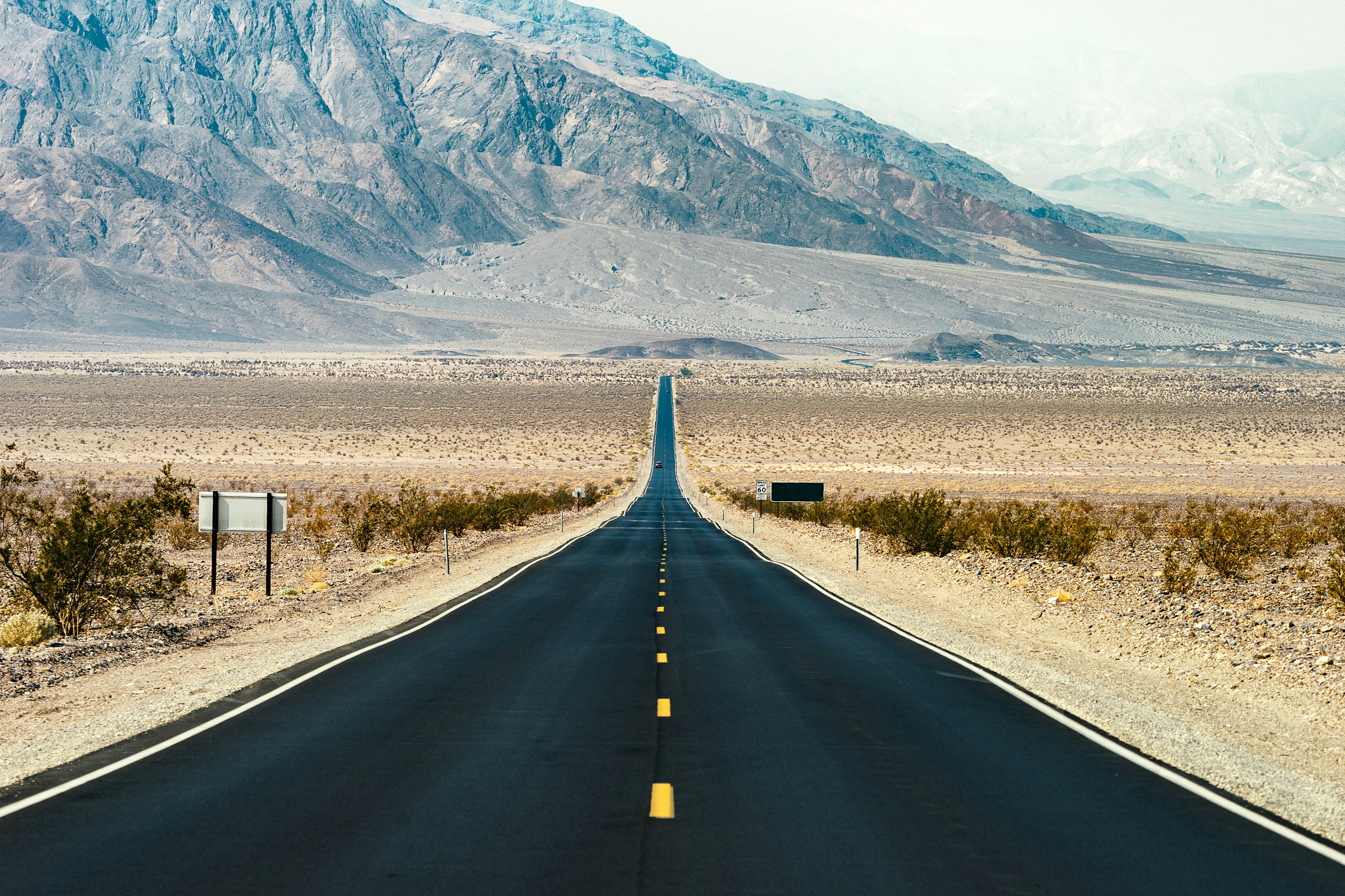 A road in Death Valley disappearing into the horizon