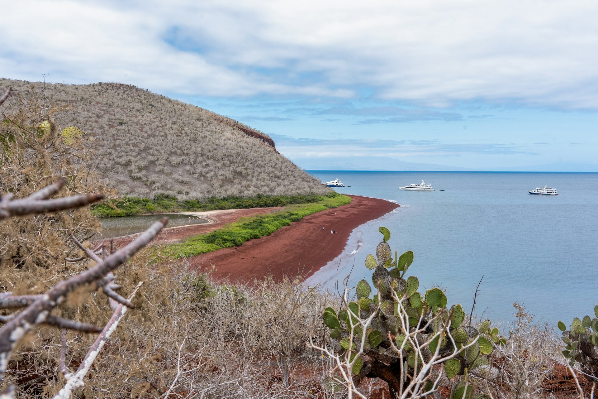 Landscape view of an island and ocean in the Galapagos