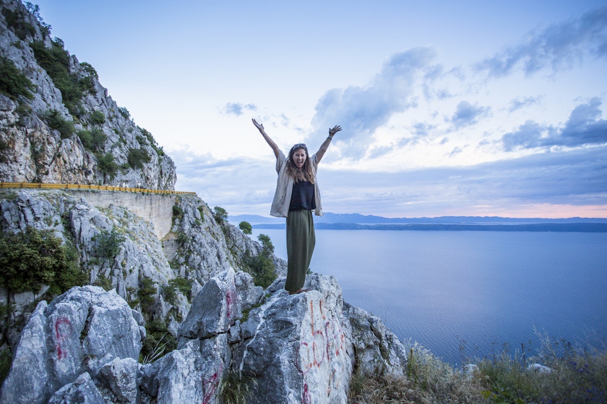 The stunning high altitude cliffside roads along the coastline of Croatia.