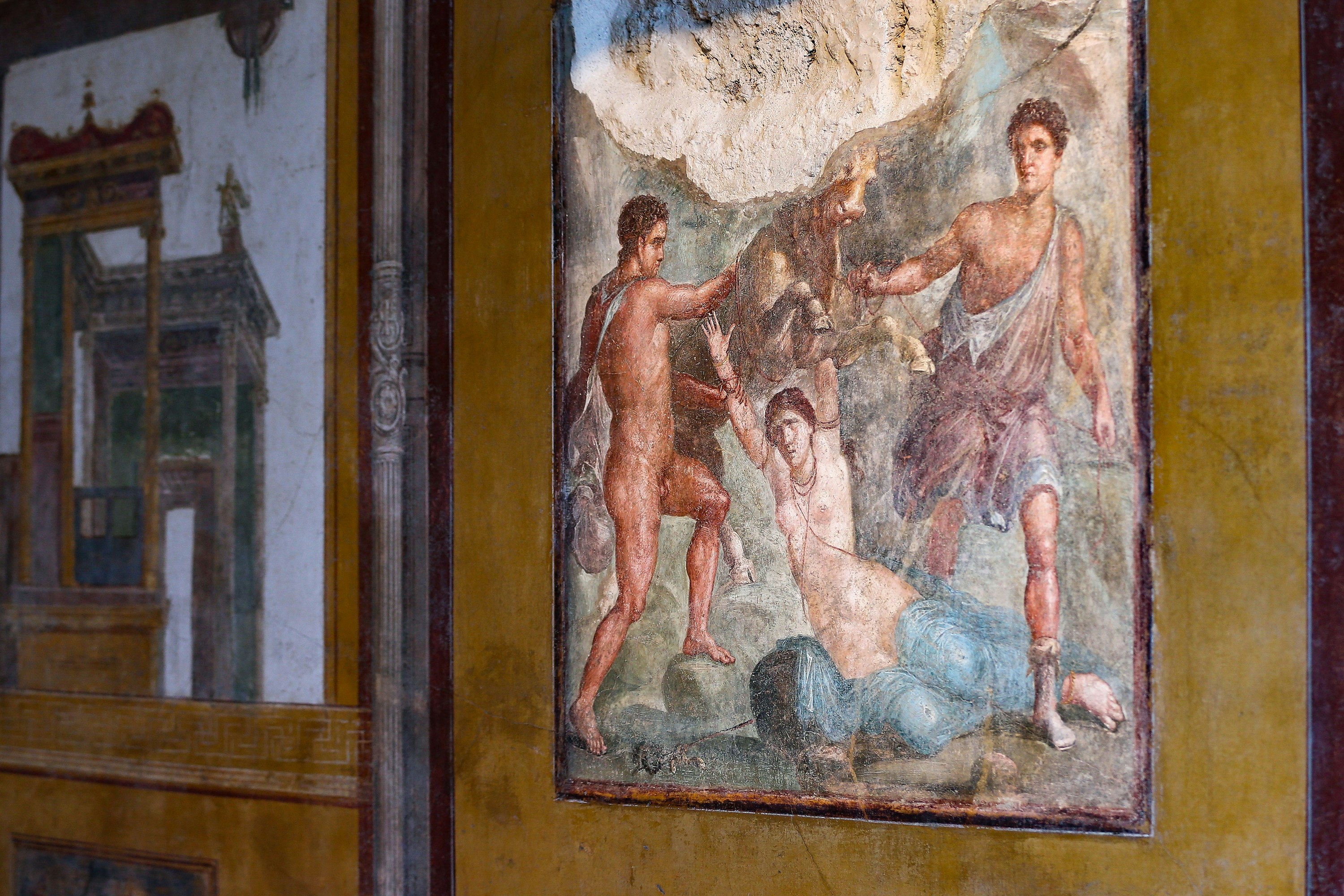 An erotic fresco in the house of the Vettii