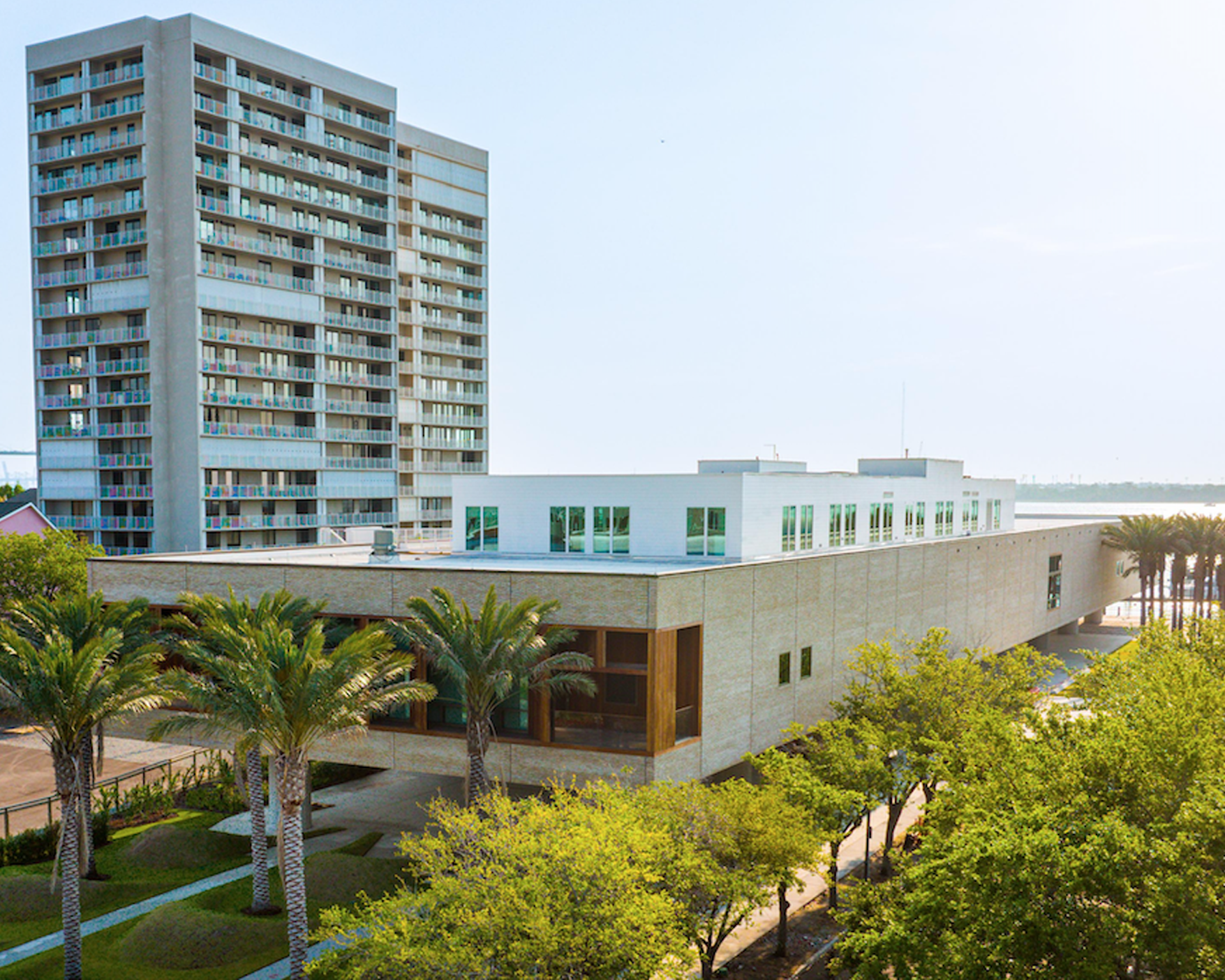 The exterior of a modernist building that is home to the IAAM. 