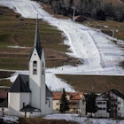 A ski slope made by snow machine is seen in the Swiss Alpine resort of Savognin on December 30, 2022. - The turnover of Swiss ski lift operators melts at the start of the season, with mild weather in the Alps, showing a drop of around 9% compared to the previous year, said on January 4, 2023  the professional organization which represents the interests of the branch. (Photo by Fabrice COFFRINI / AFP) (Photo by FABRICE COFFRINI/AFP via Getty Images)
1245983097
Horizontal