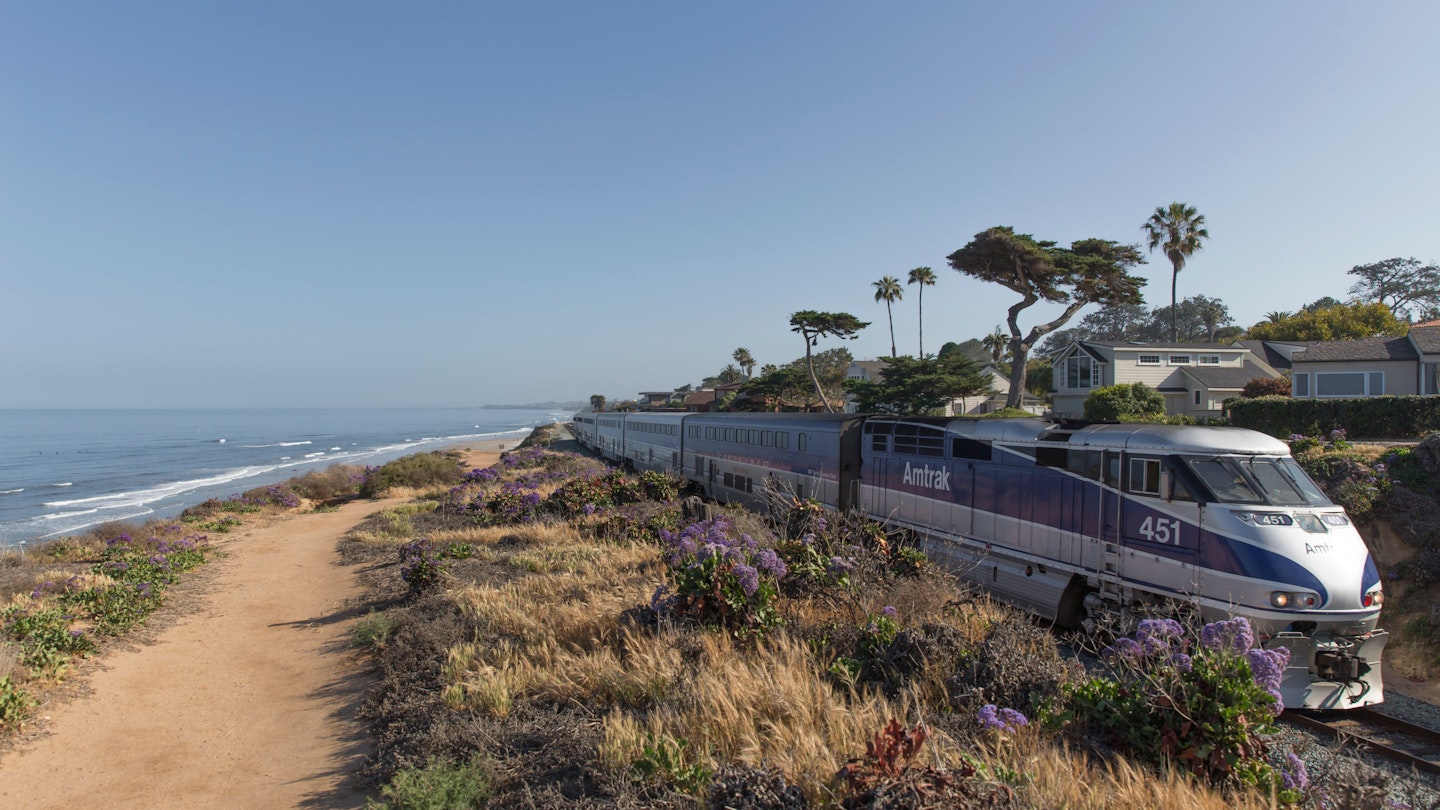 Some beachfront stretches of Amtrak’s Surfliner service are among the world’s most scenic train trips