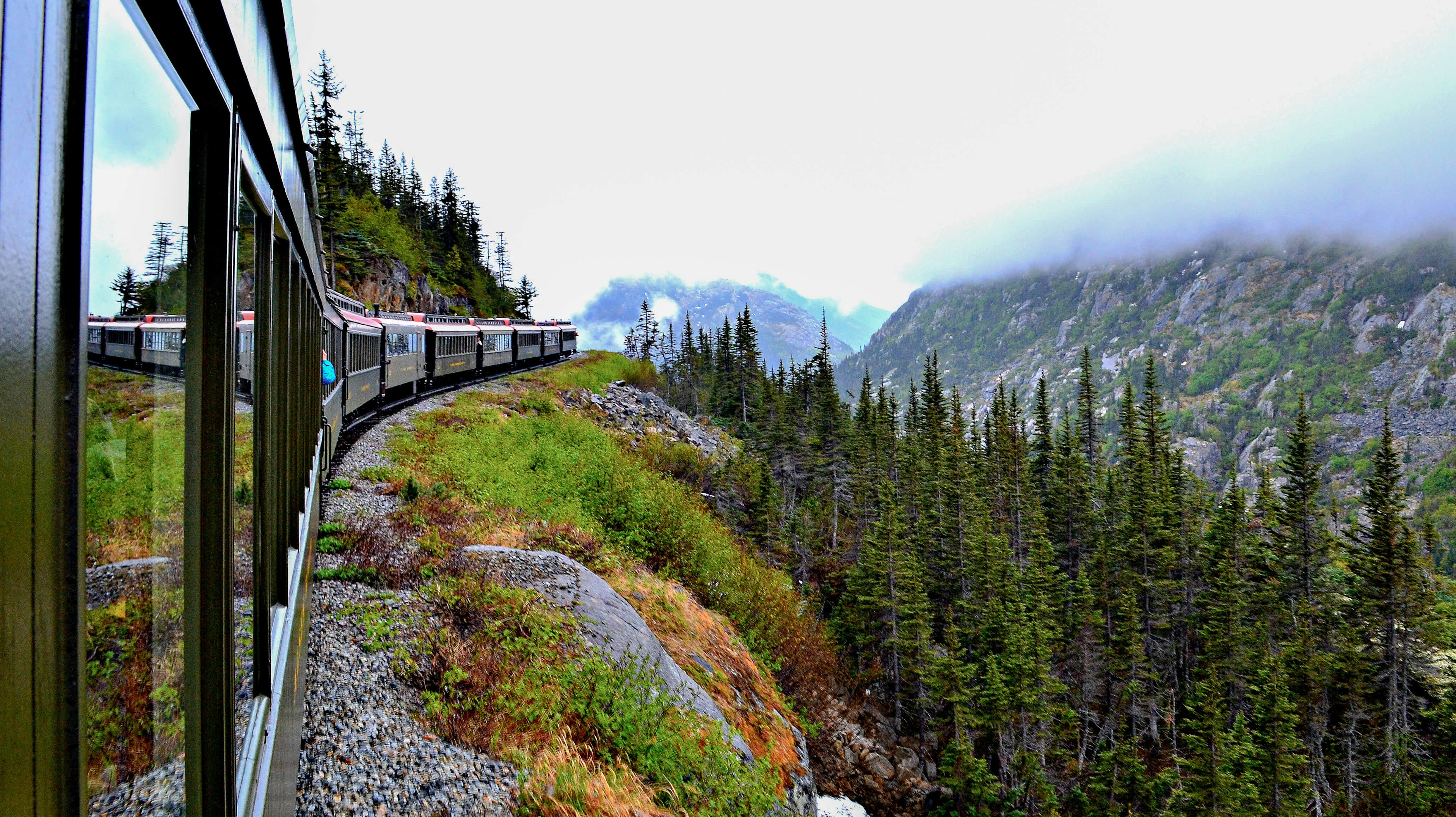 A view from the window on the White Pass & Yukon Route Railway