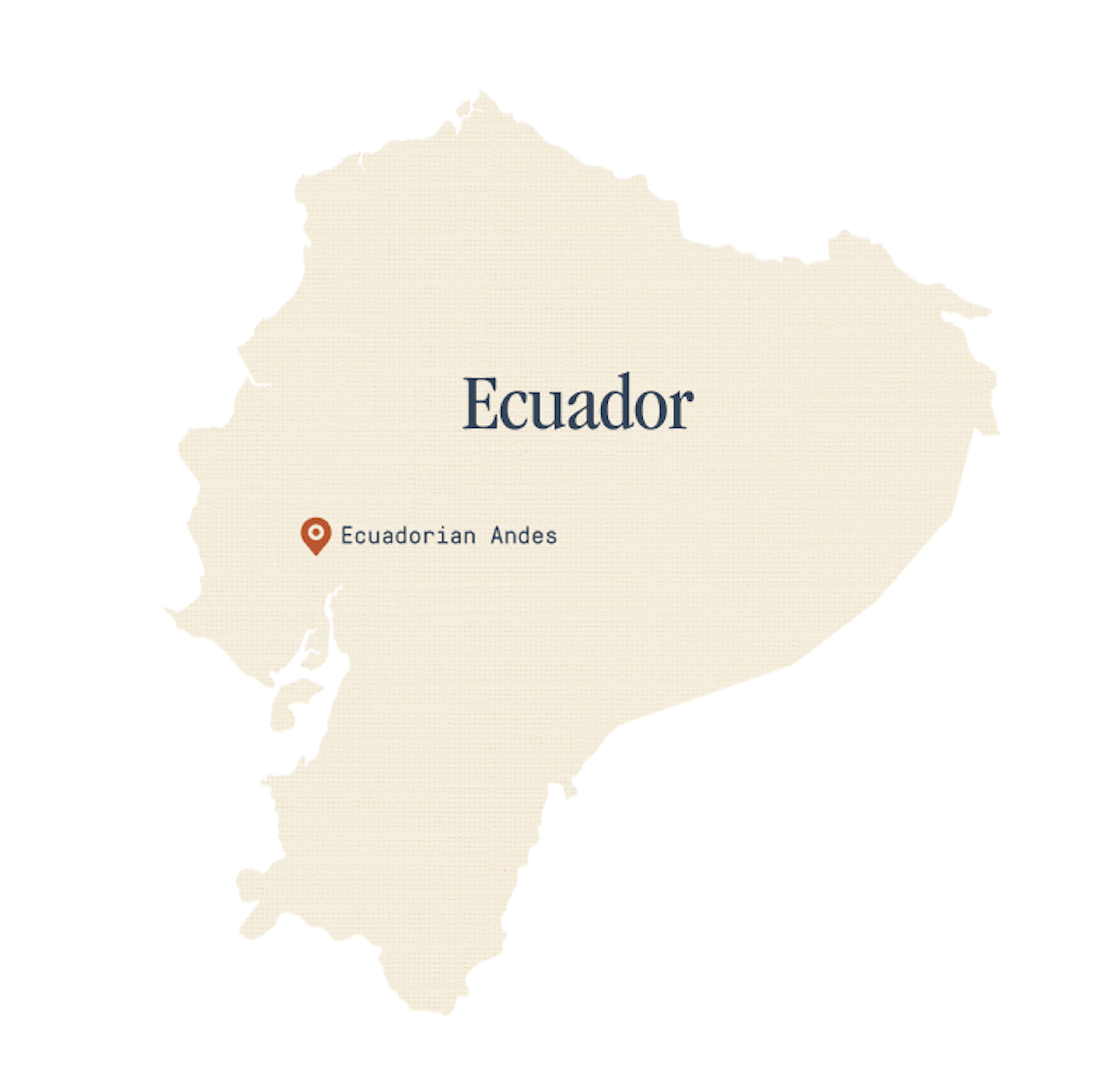 Map of Ecuador with the Andes mountains highlighted