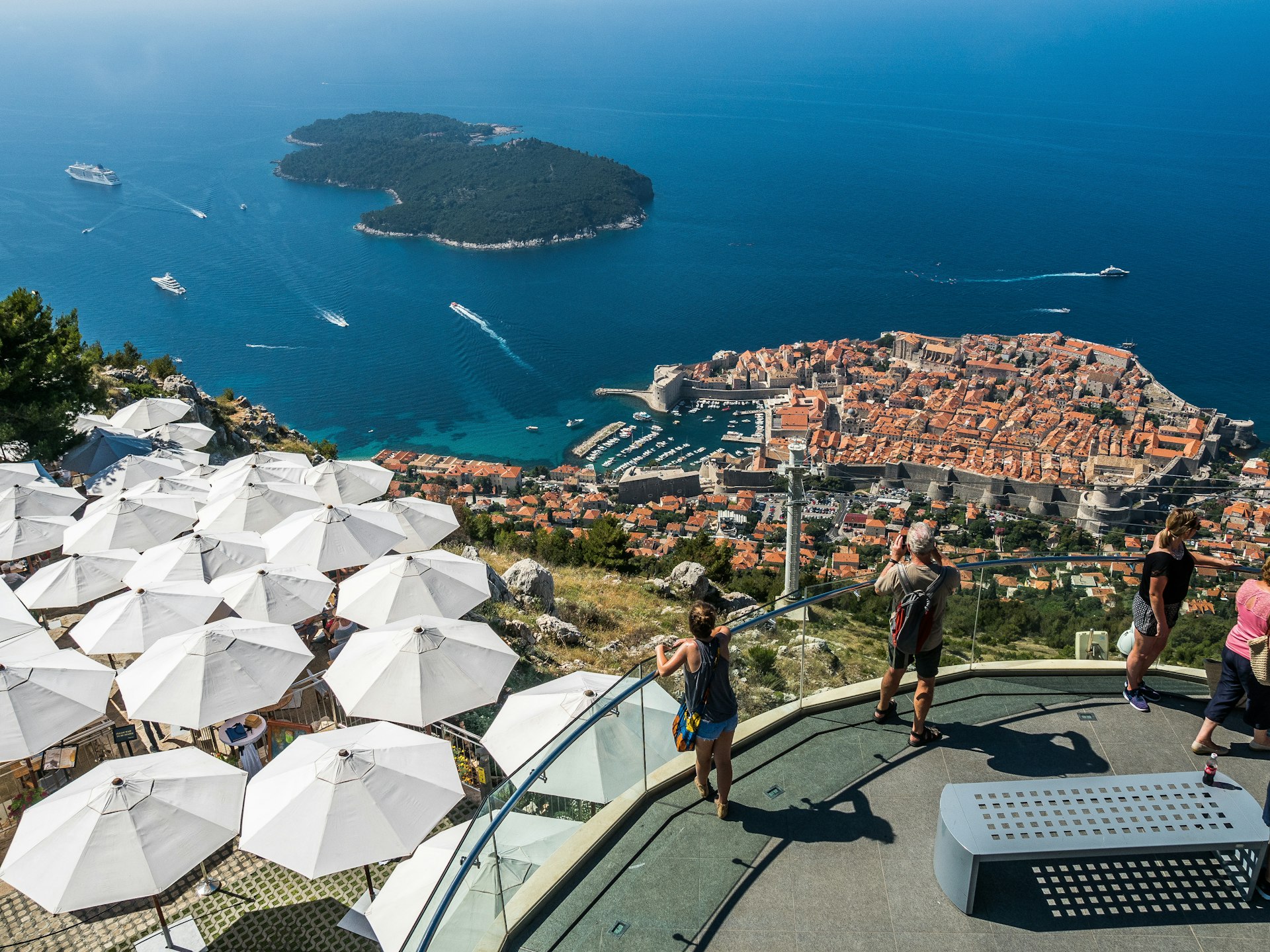 Visitors at the lookout on Srd Hill above Dubrovnik.