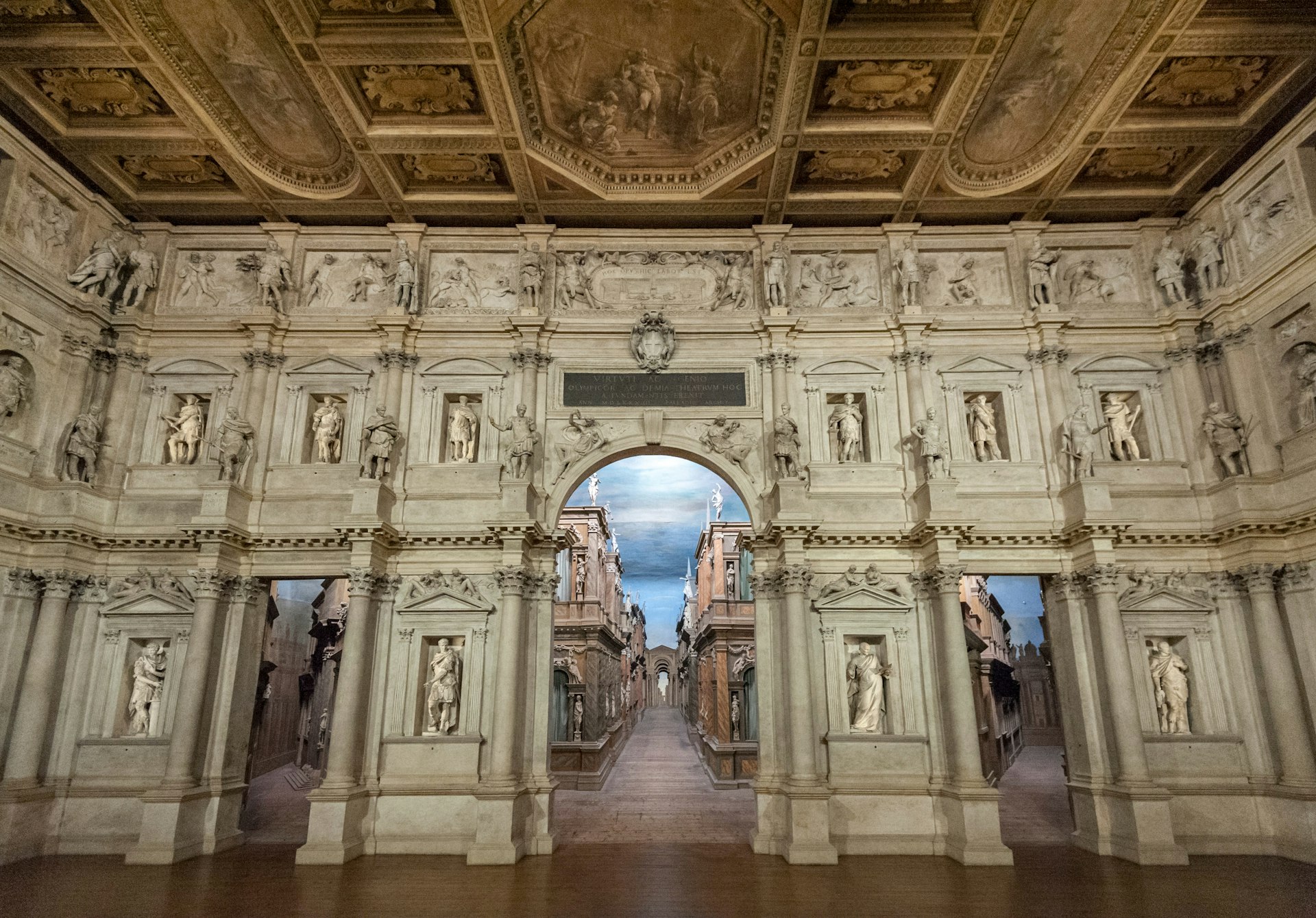  Interior of the Olympic theatre (teatro olimpico), the oldest surviving stage set of the renaissance period that is still in existence.