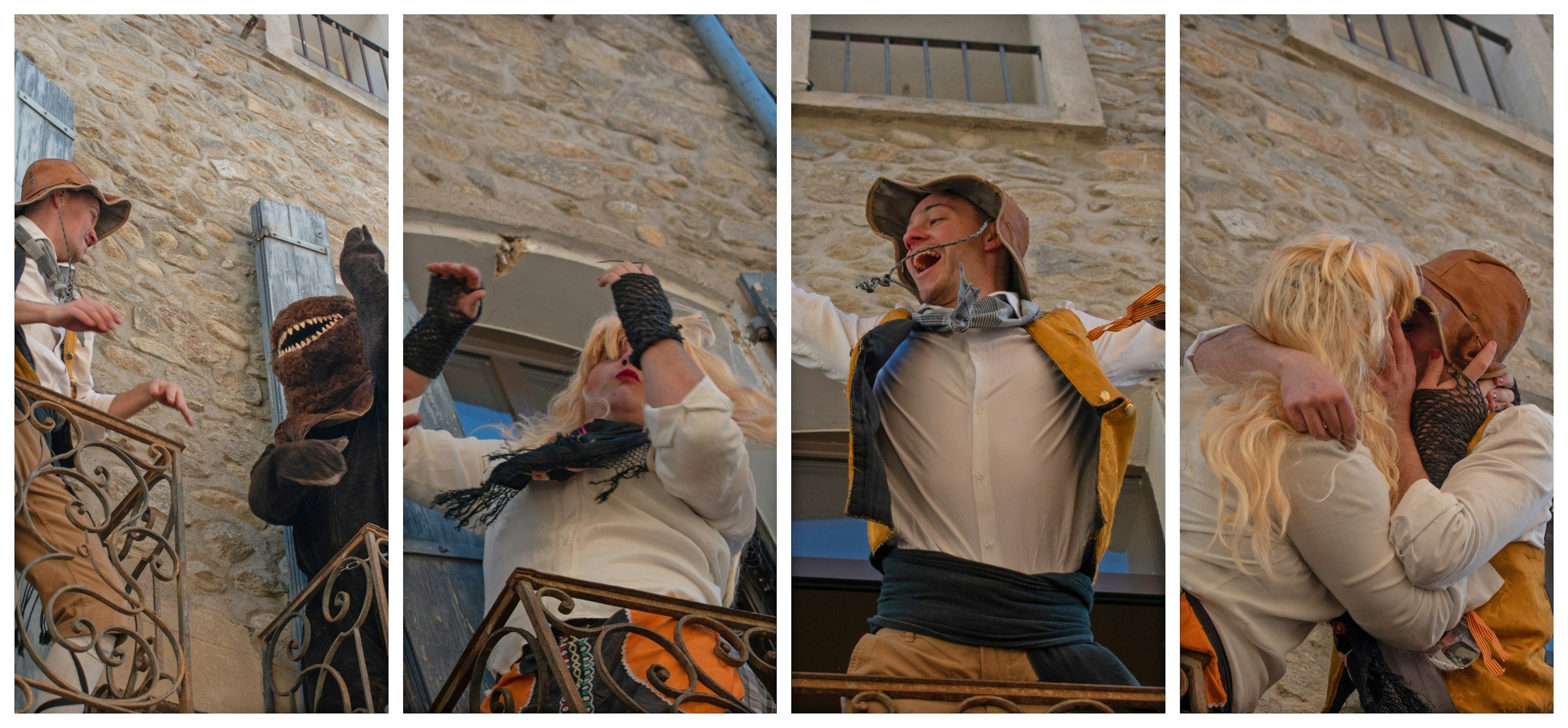 Balcony scenes from Arles-sur-Tech Catalan bear festival