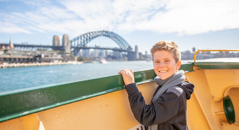 Kids posing in Sydney street along a brick wall and on a ferry viewing Harbour Bridge and Opera House
1022824976
thisisaustralia
