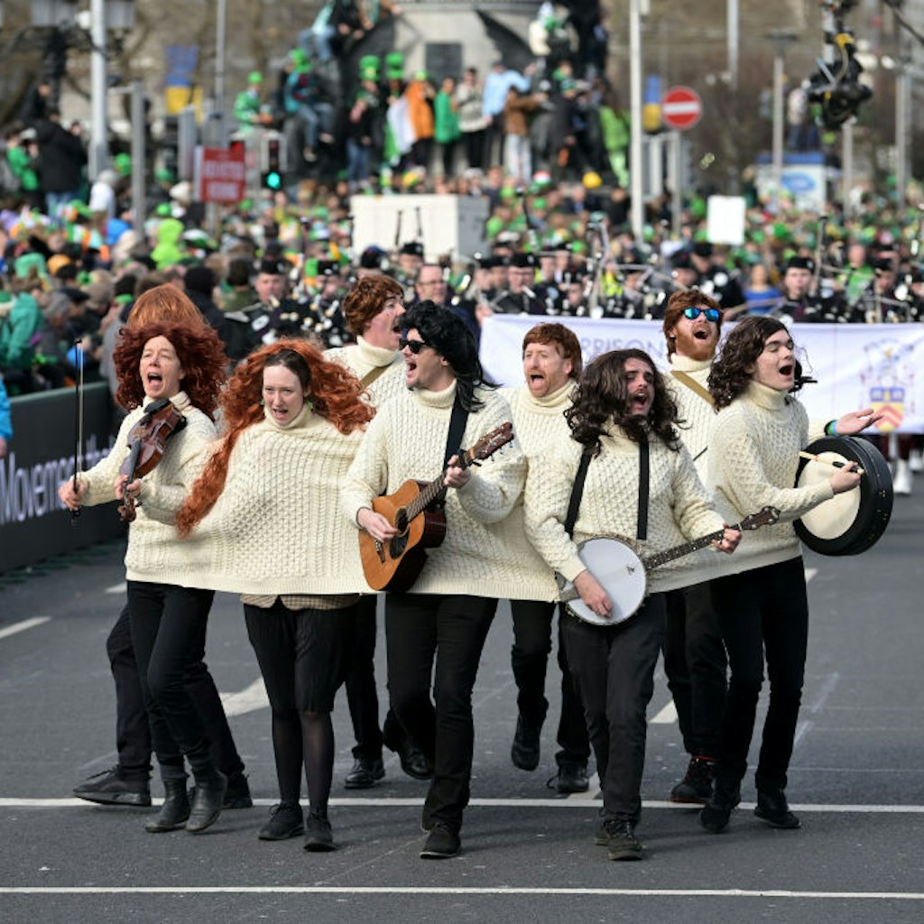 DUBLIN, IRELAND - MARCH 17: Performers take part in the St Patrick's Day parade on March 17, 2022 in Dublin, Ireland. St Patrick's Day celebrations return to the streets of Dublin after a two-year absence, due to the Covid-19 pandemic. (Photo by Charles McQuillan/Getty Images)
1239264006