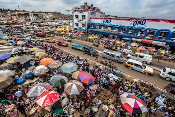 view of the kejetia market in kumasi, ghana, the biggest market in West African
160697002