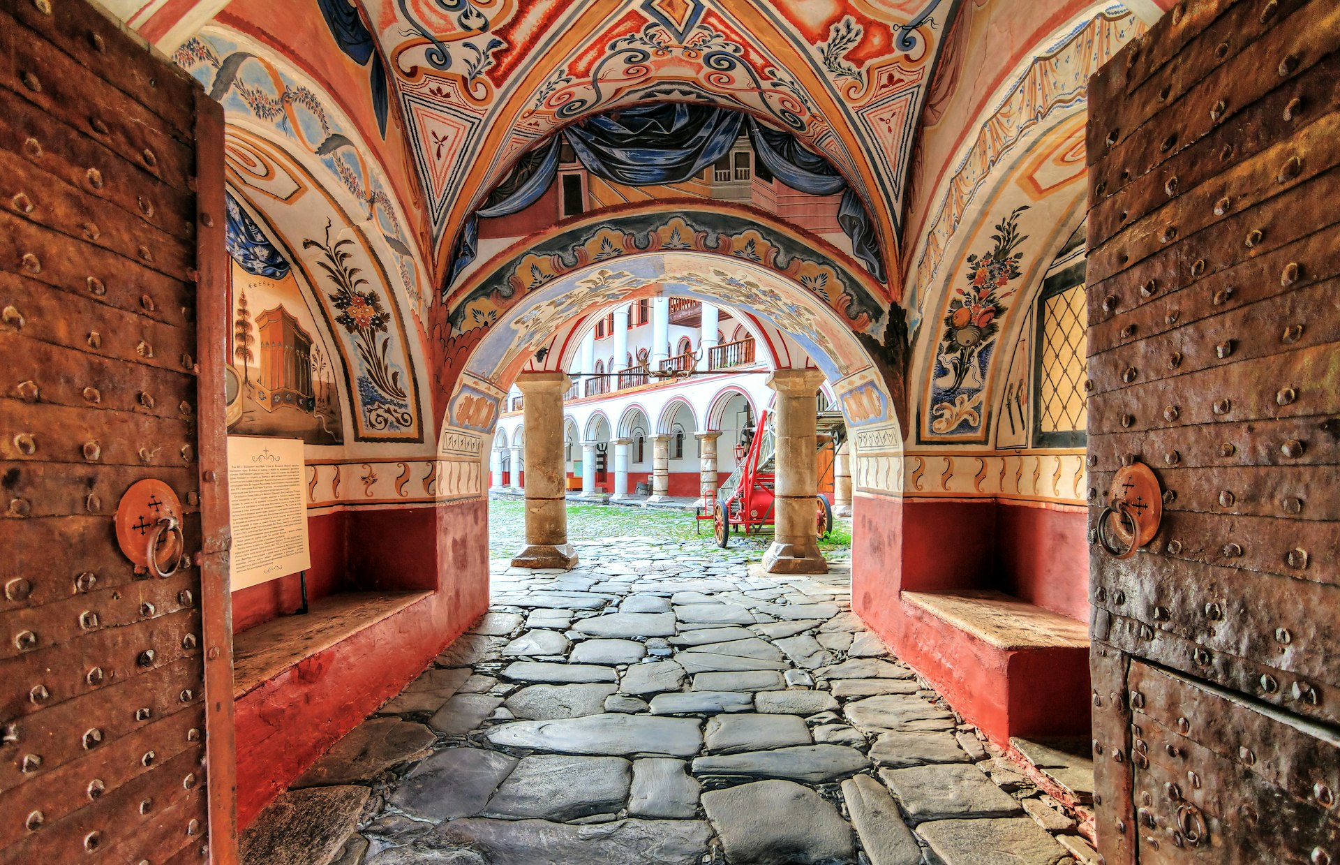 Entrance gate at the Orthodox Rila Monastery in Bulgaria