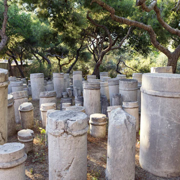 Greece, Attica, Athens, ancient grave yard Kerameikos, old columns
antiquity, archaeological excavation, archaeological site, athens, attica, column, difference, divers, grave yard, historical, landmark, remains, stone, stony, travel destination, various
Old columns in the ancient grave yard at Keramikos Archaeological Site.