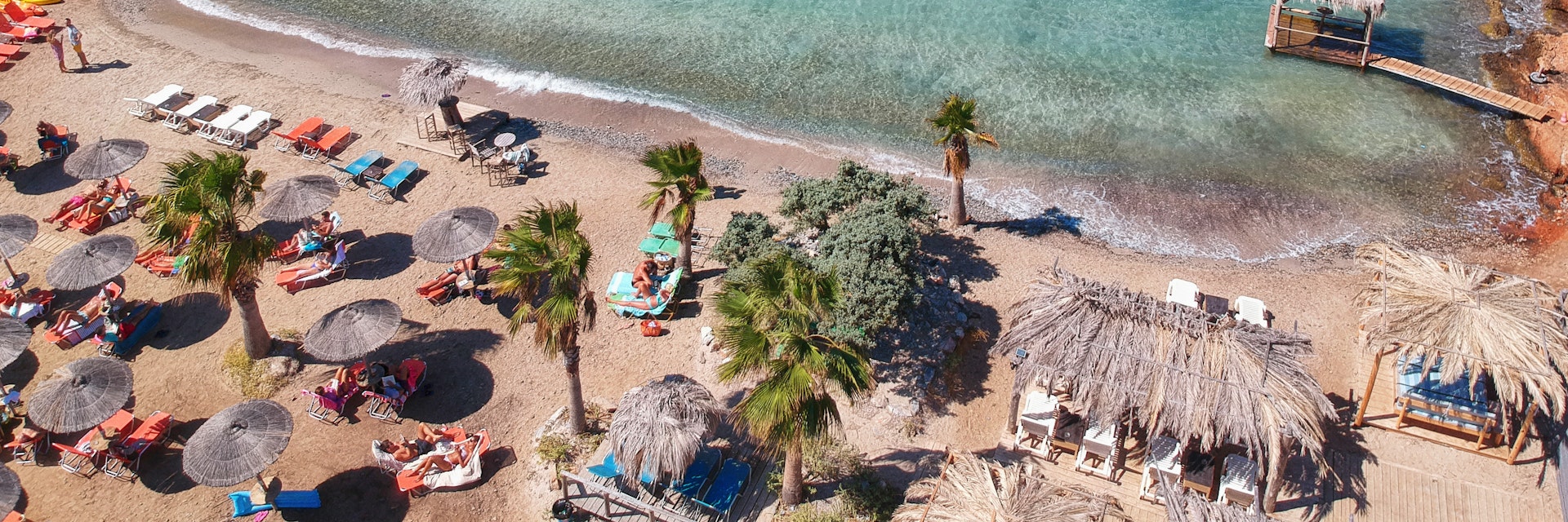 Aerial view of Livadaki beach on the northwest coast of Samos.