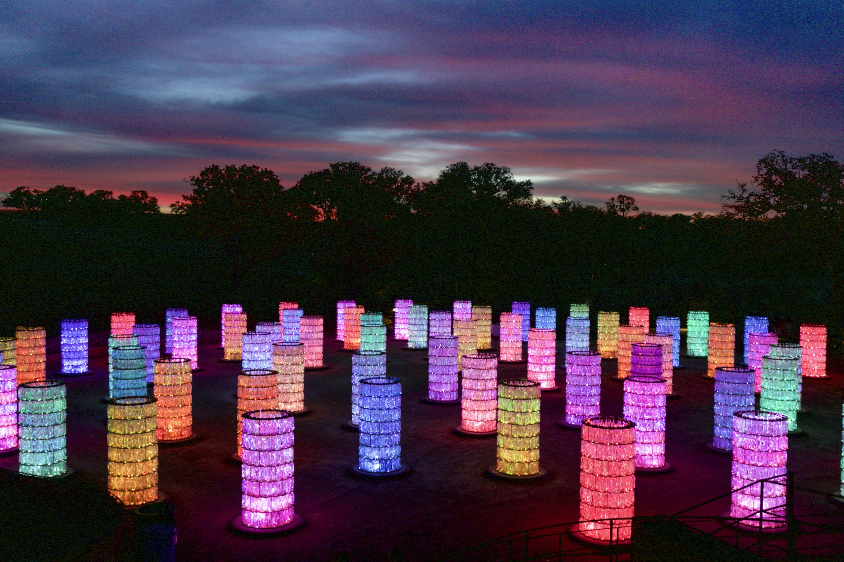 The new “Light-Towers” installation by Bruce Munro, Uluru, Northern Territory, Australia