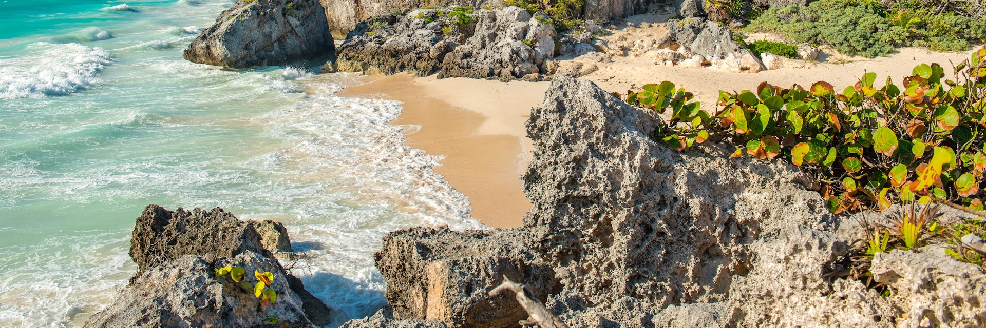 The Mayan archaeological site of Tulum with its famous beach.