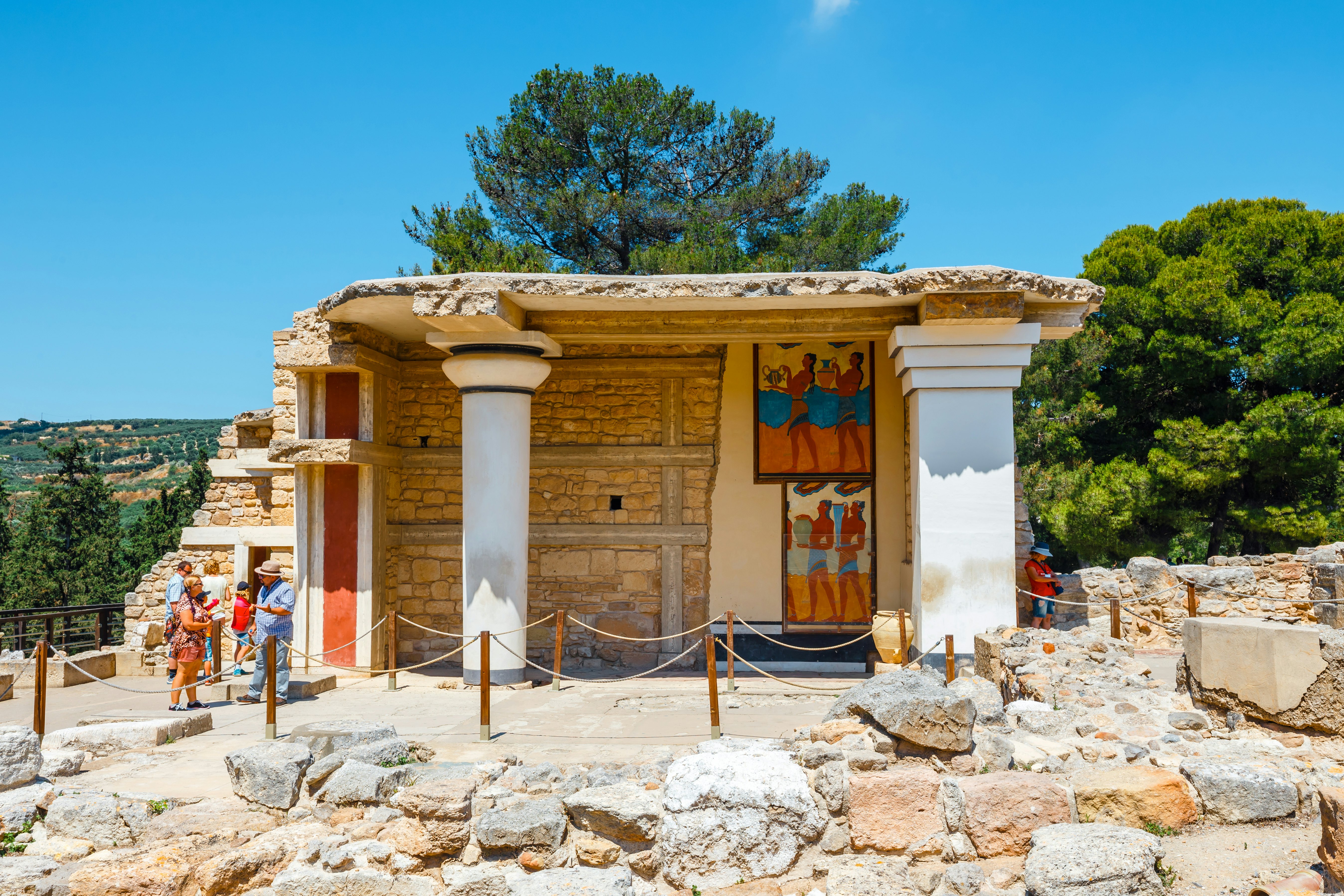 June 10, 2017: Visitors at the ancient ruins of the Minoan Palace of Knossos.
1033165021
ancient, antique, archaeological, archeology, architecture, art, building, civilization, columns, crete, culture, destination, europe, famous, fresco, greece, greek, heraklion, historic, historical, knossos, labyrinth, landmark, mediterranean, minoan, minos, minotaur, monument, mythology, old, painting, palace, people, pillars, place, reconstruction, relief, ruins, sightseeign, site, sky, stone, structure, summer, tourism, travel, visit, wall