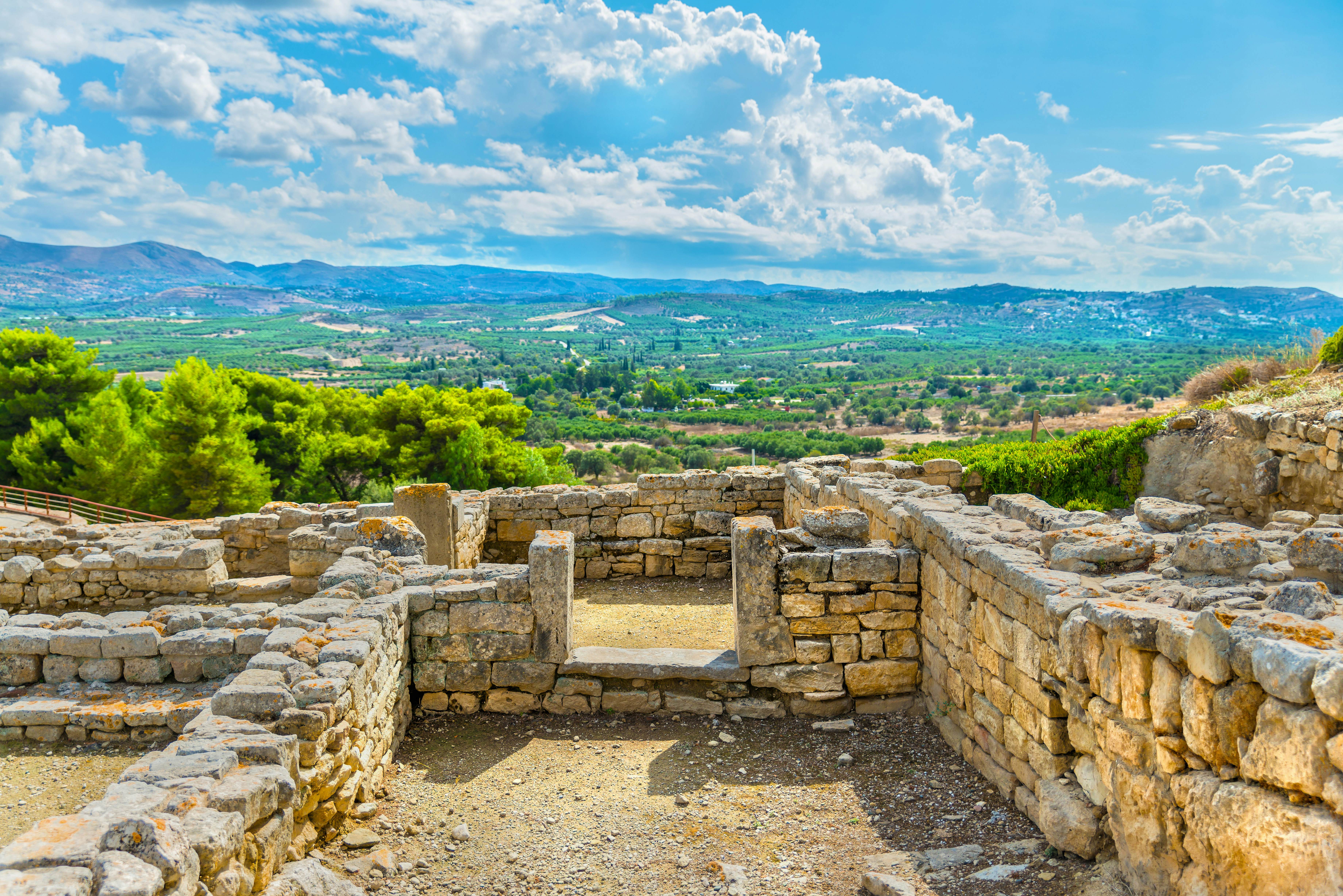 Ruins of the ancient Minoan Palace of Phaistos (Festos) with the Messara mountains in the background.
354488120
aegean, age, ancient, archaeological, architecture, backdrop, background, blue, bronze, building, city, civilization, cretan, crete, culture, faistos, famous, festos, greece, greek, history, horizontal, island, landscape, legacy, mediterranean, messara, minoan, mountain, old, outdoors, palace, past, phaestos, phaistos, place, plain, plateau, remains, romantic, ruin, scenic, site, sky, stone, summer, temple, tourism, travel, tree, view, wall