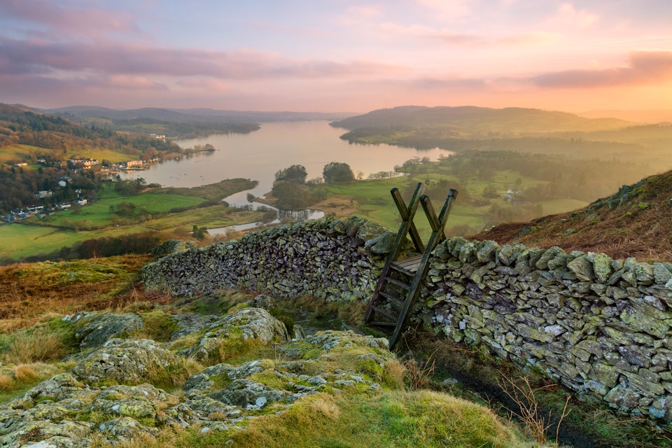 Sunset over Windermere in the Lake District.