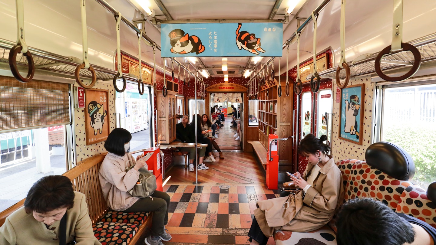 WAKAYAMA , JAPAN - MAR 26 2019 : The lovely interior decorate of Tama train for travel between Wakayama station to Kishi station, the famous country side travel in Wakayama.; Shutterstock ID 1357162148; your: Brian Healy; gl: 65050; netsuite: Lonely Planet Online Editorial; full: Lonely Plan-it: Japan train travel
1357162148