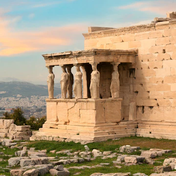 Erechtheion Temple (or Erechtheum) with the figures of Caryatids at the archaeological site of Acropolis in Athens, Greece at sunset. It was dedicated to both Athena and Poseidon. Golden soft light; Shutterstock ID 2144514097; your: Erin Lenczycki; gl: 65050; netsuite: Digital; full: Digital
2144514097