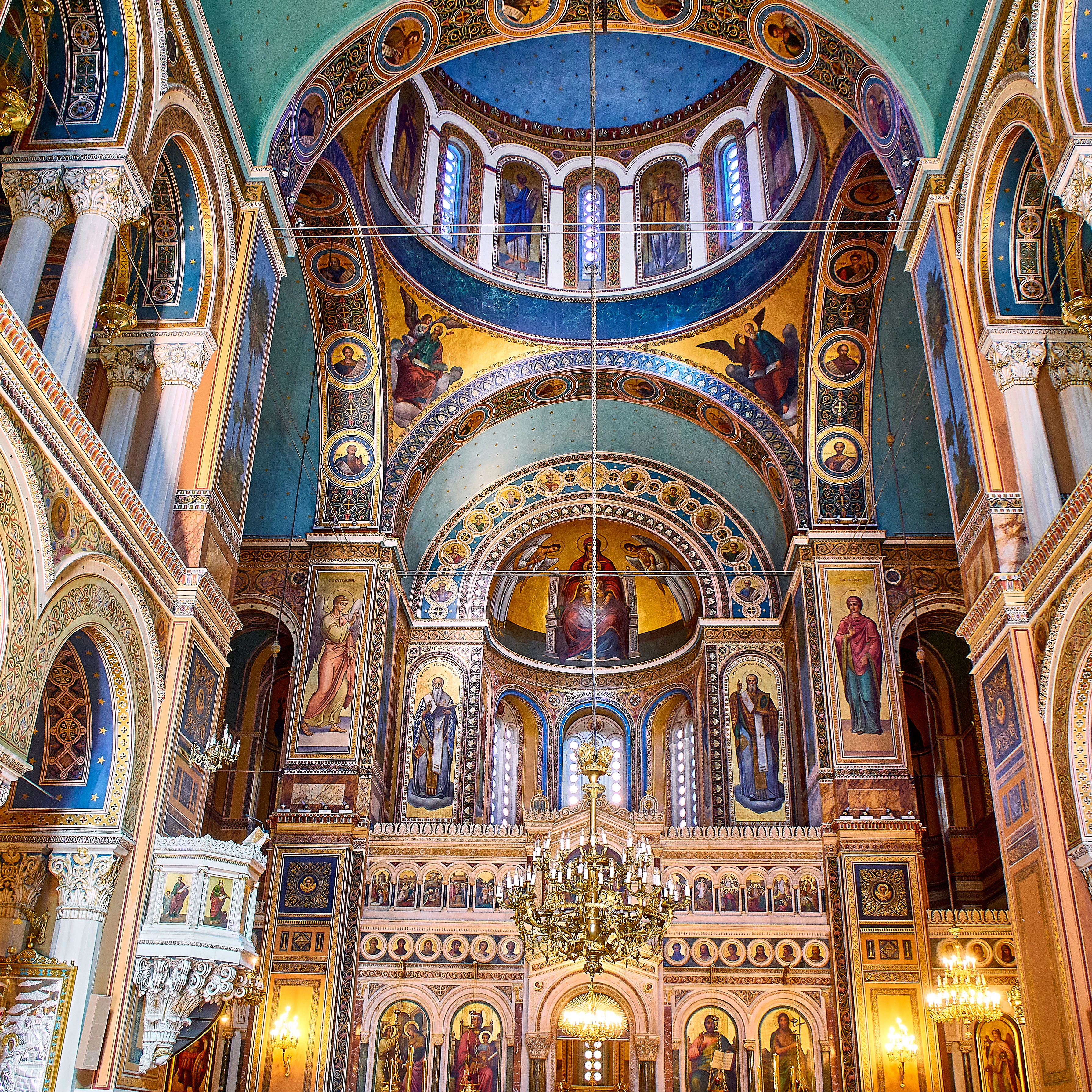 Athens, Greece - June 30, 2018. Chancel of The Metropolitan Cathedral of the Annunciation, also known as the Mitropoli or Metropolis. Athens, Attica region, Greece.; Shutterstock ID 1155321160; your: Erin Lenczycki; gl: 65050; netsuite: Digital; full: POI
1155321160