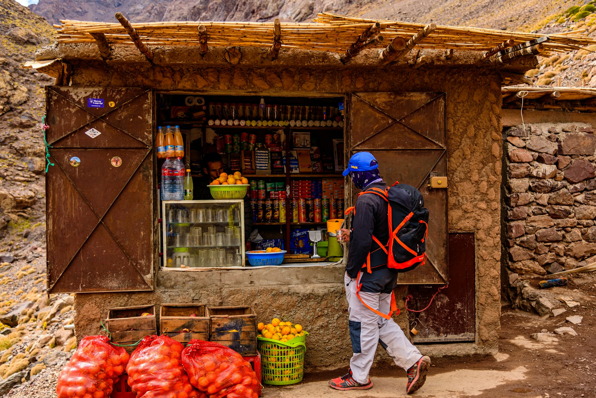 there are several checkpoints on the way to the summit of Jebel Toubkal, Morocco