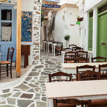 NAXOS ISLAND, GREECE - OCTOBER 24, 2016: Restaurant in Naxos Chora old town, Naxos island in Greece; Shutterstock ID 1946588611; your: Erin Lenczycki; gl: 65050; netsuite: Digital; full: POI
1946588611