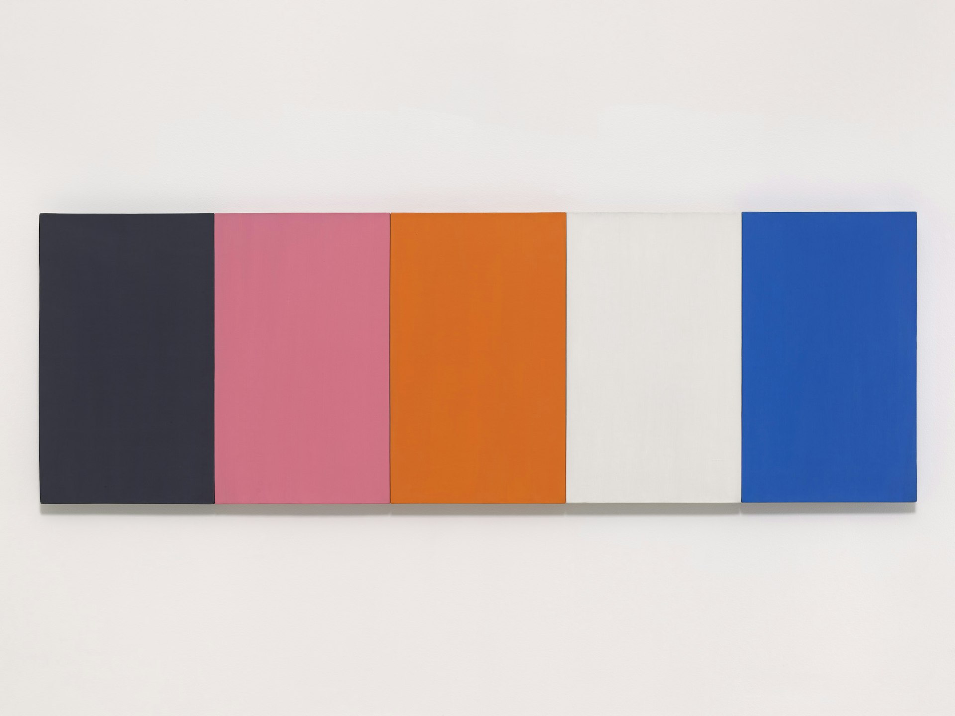 A painting of a white wall with a color-blocked painting. 