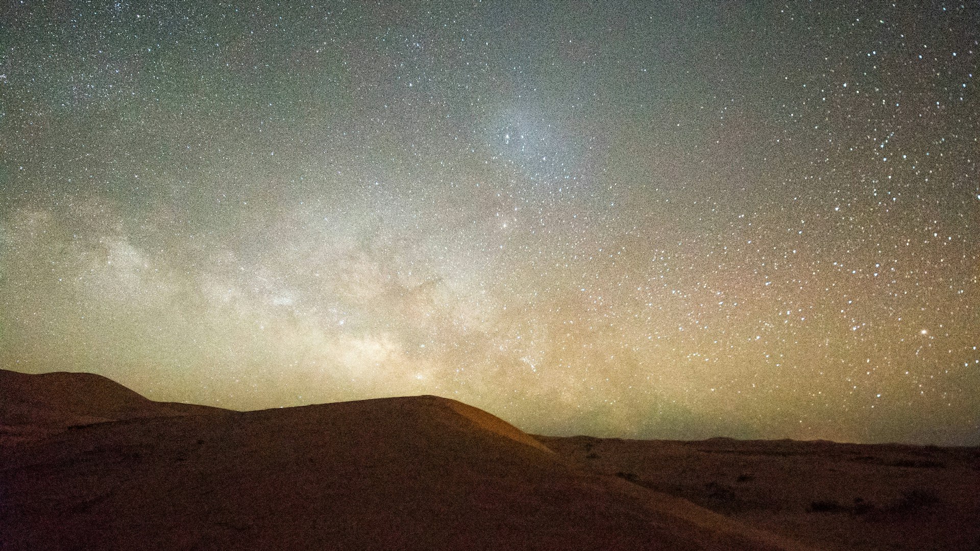Stars and Miky Way over Sahara desert in Morocco.