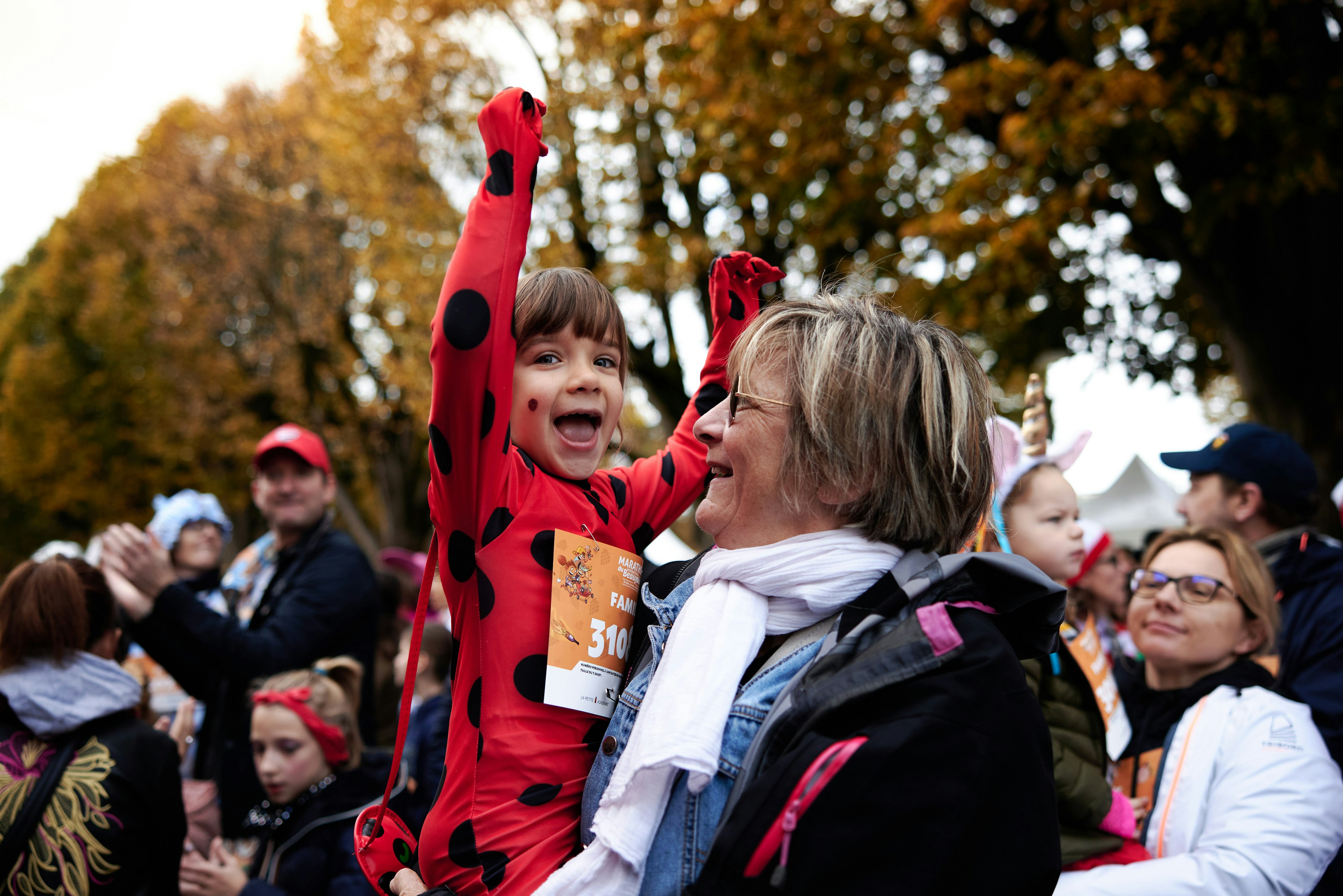 Woman and child at Beaujolais Wine Marathon