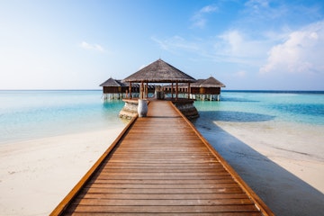 Wooden pier in Maldives.

