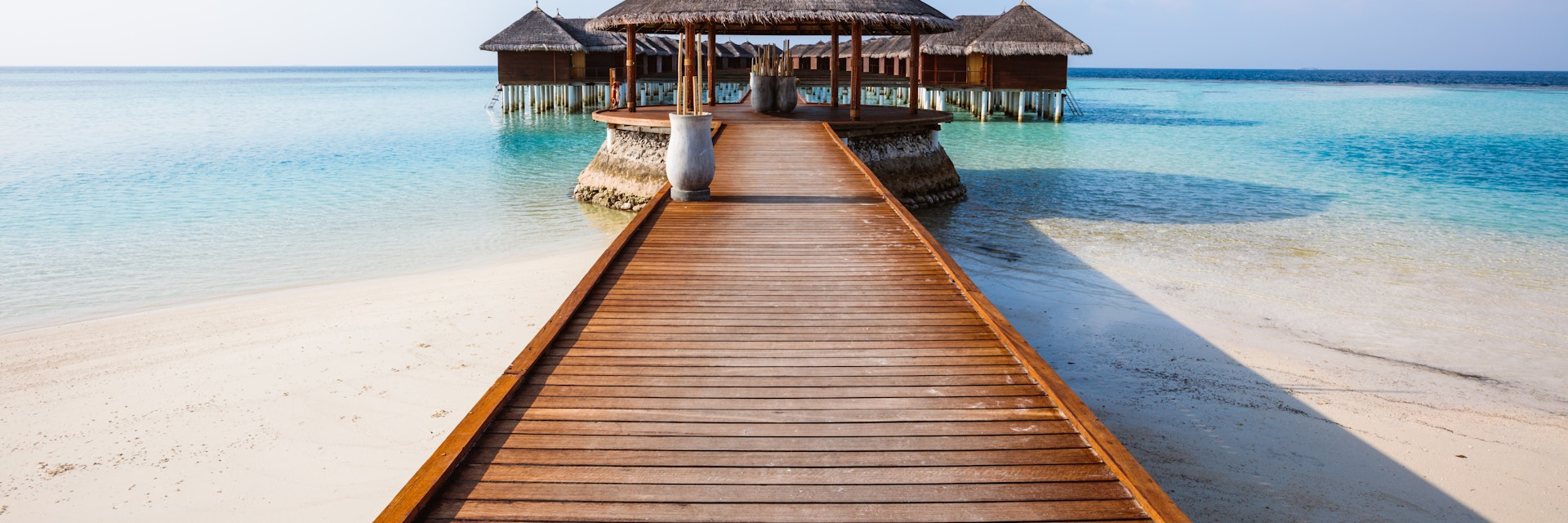 Wooden pier in Maldives.
