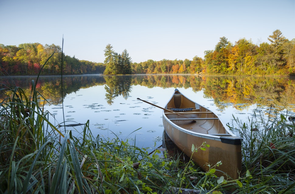 Canoe on a lake in northern Minnesota.