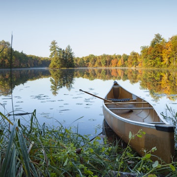 Canoe on a lake in northern Minnesota.