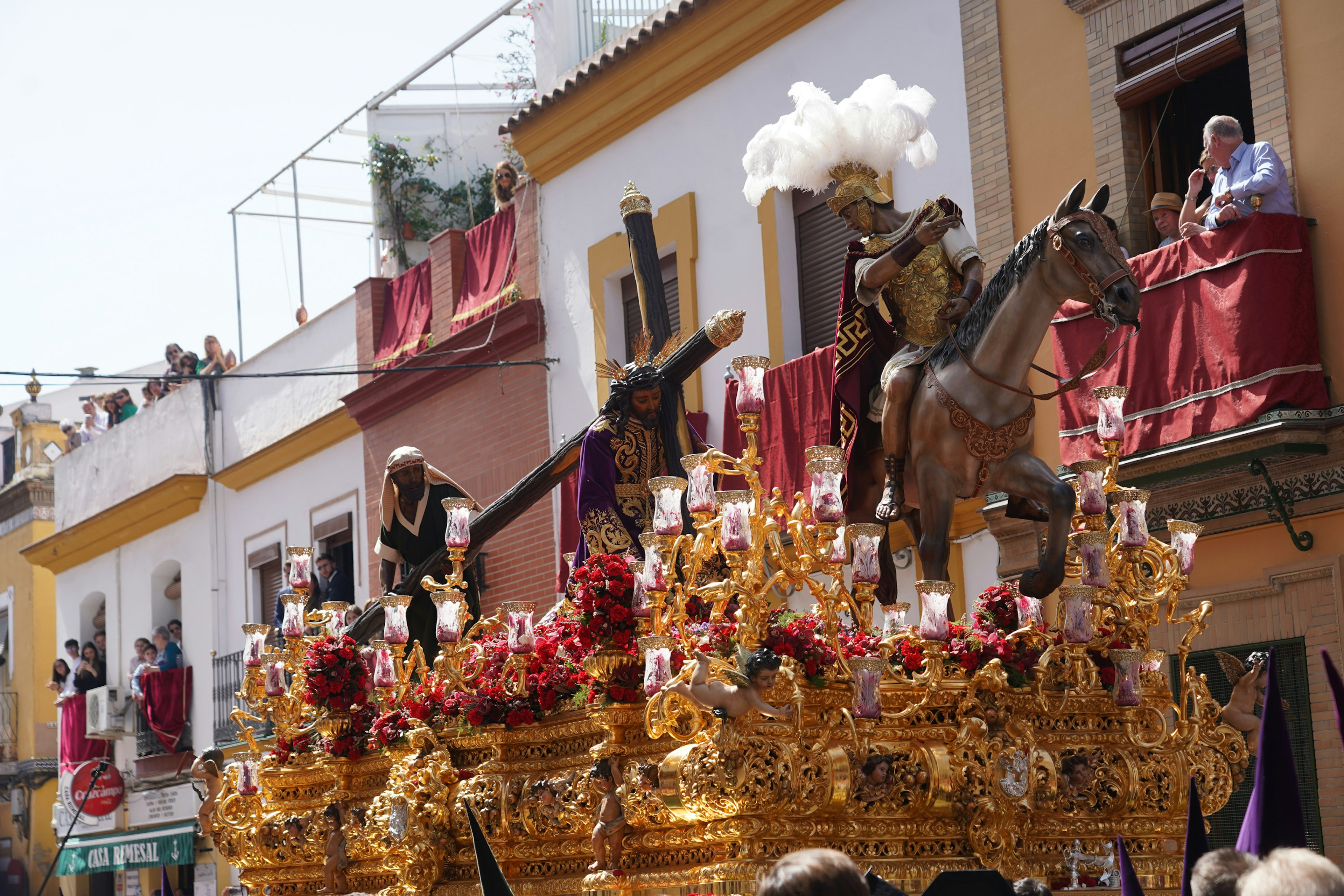 he Christ of the Three Fallen of the Brotherhood of the Hope of Triana enters his chapel, in the Holy Week in Seville