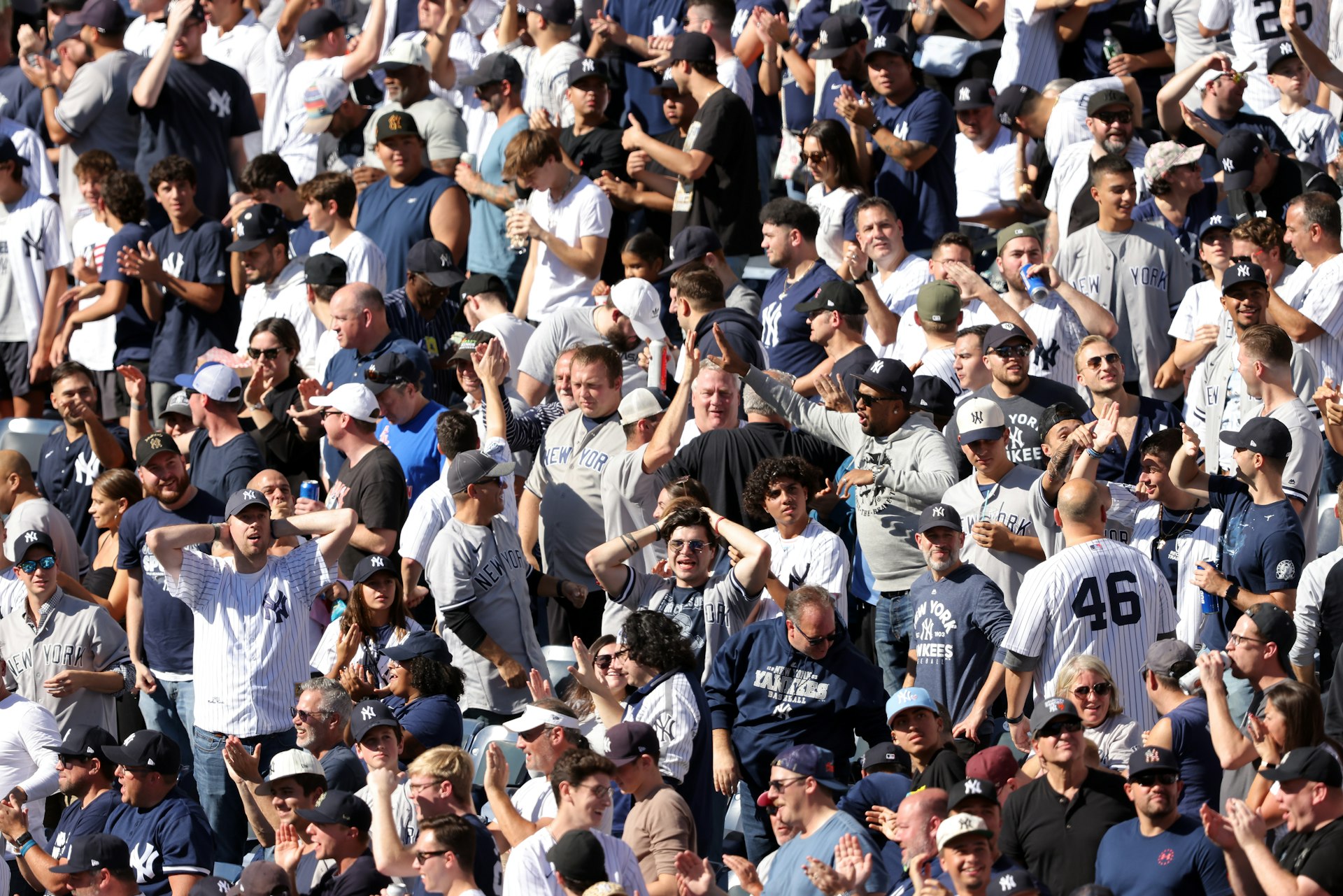 A general view of fans during game two of the American League Division Series between the Cleveland Guardians and the New York Yankees at Yankee Stadium on October 14, 2022 in Bronx, New York City, New York, USA