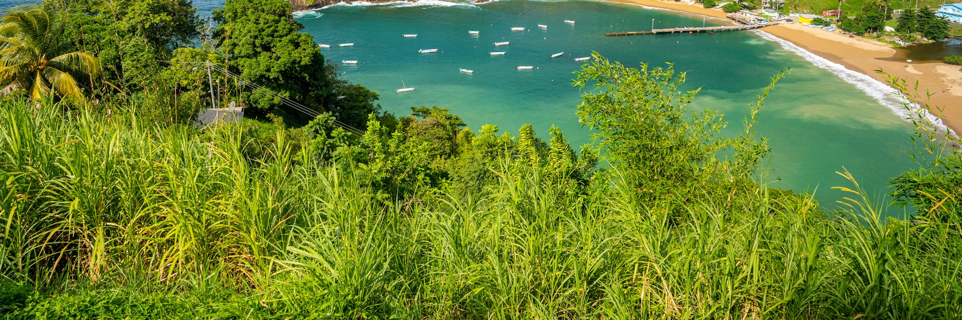 A landscape of the Parlatuvier bay in Trinidad and Tobago.