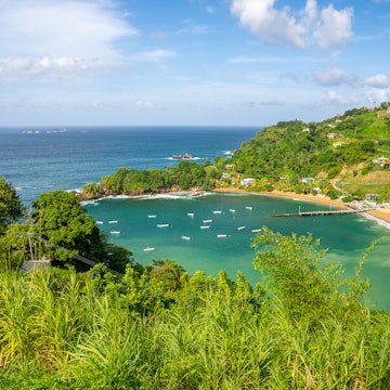 A landscape of the Parlatuvier bay in Trinidad and Tobago.