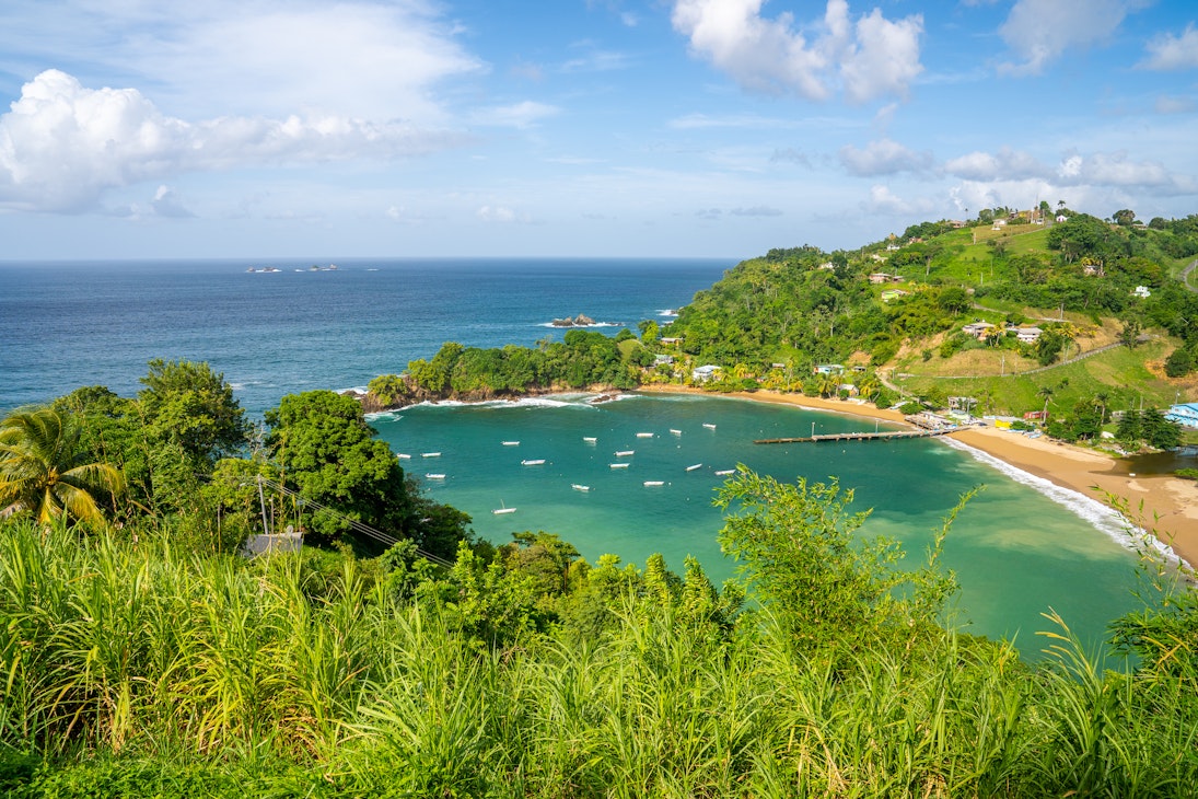 A landscape of the Parlatuvier bay in Trinidad and Tobago.