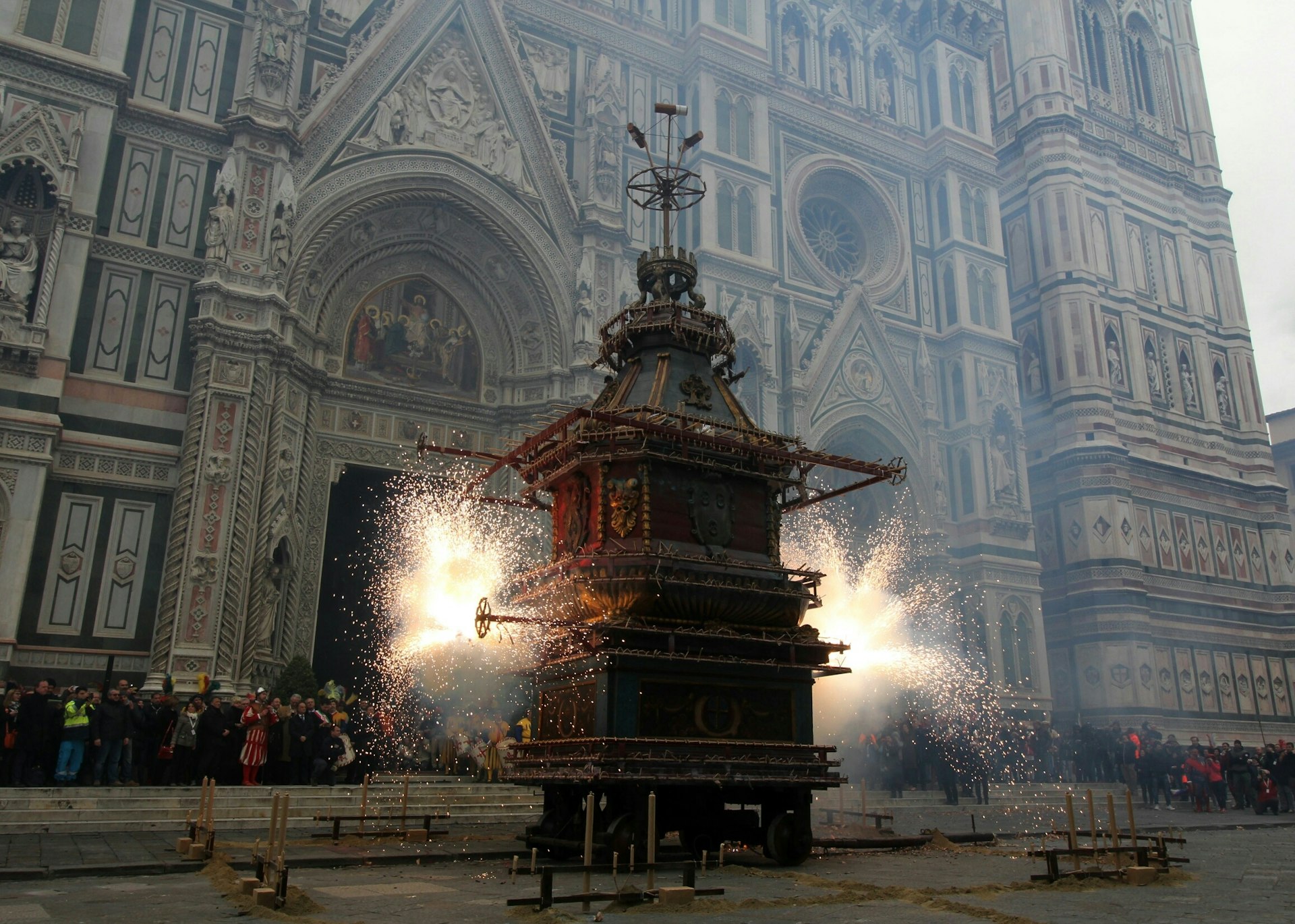 Easter Sunday fireworks in front of the Duomo in Florence, Italy